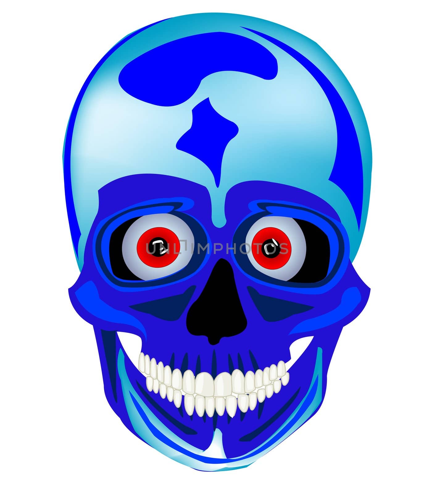 Cartoon skull of the person on white background