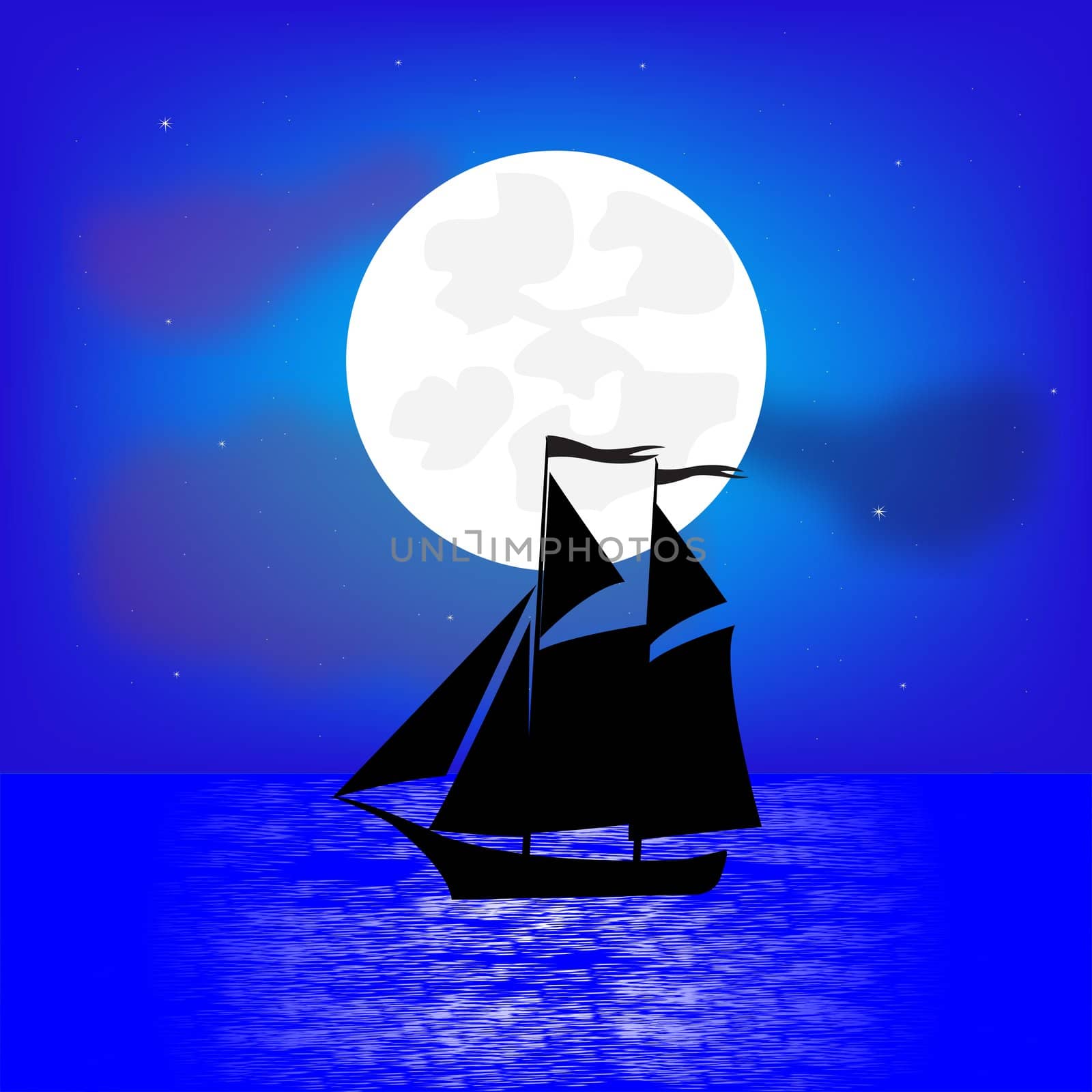 Sailing ship in the night seaborne