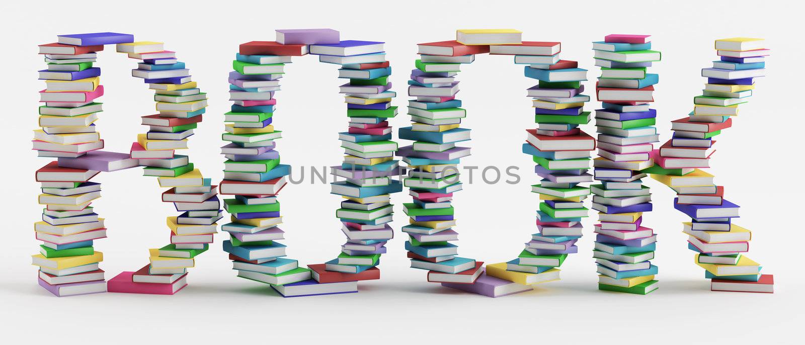 Letters are made of colorful books