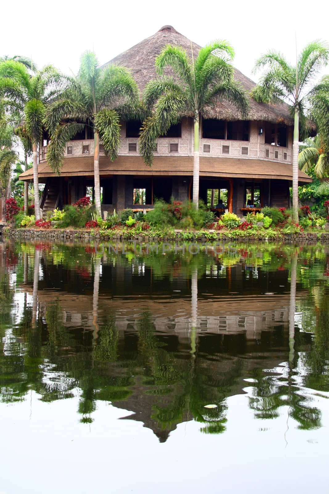 reflections of a diner by the pond
