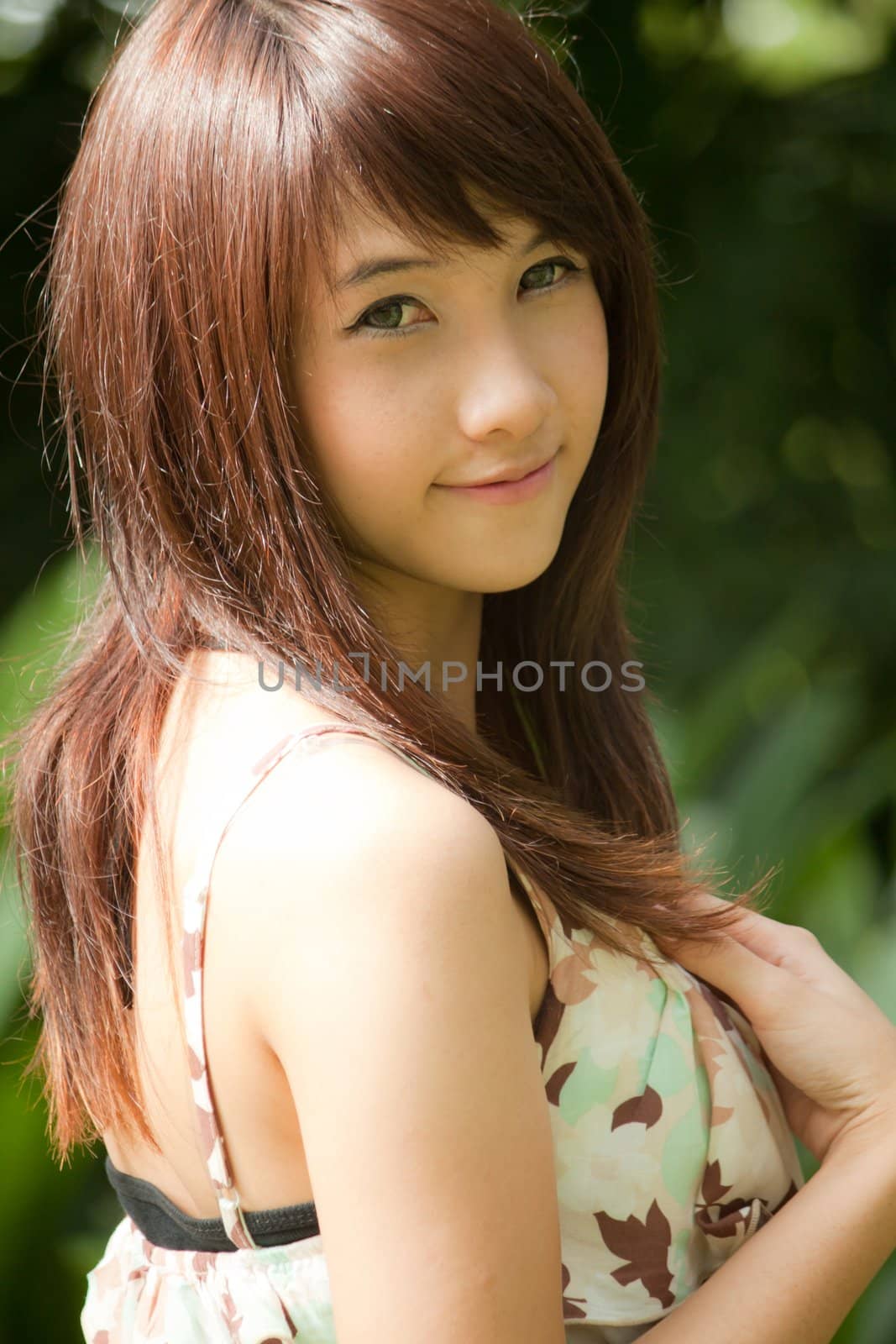 Fashionable asian girl portrait at outdoor