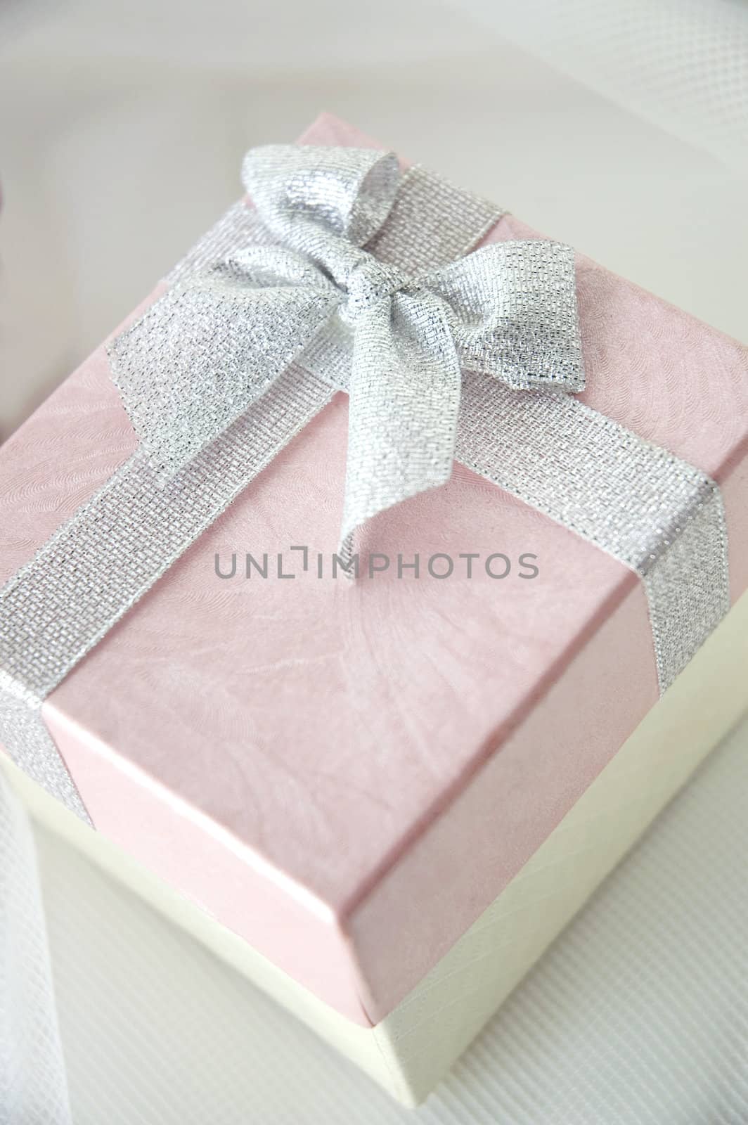 close up beautiful pink gift box