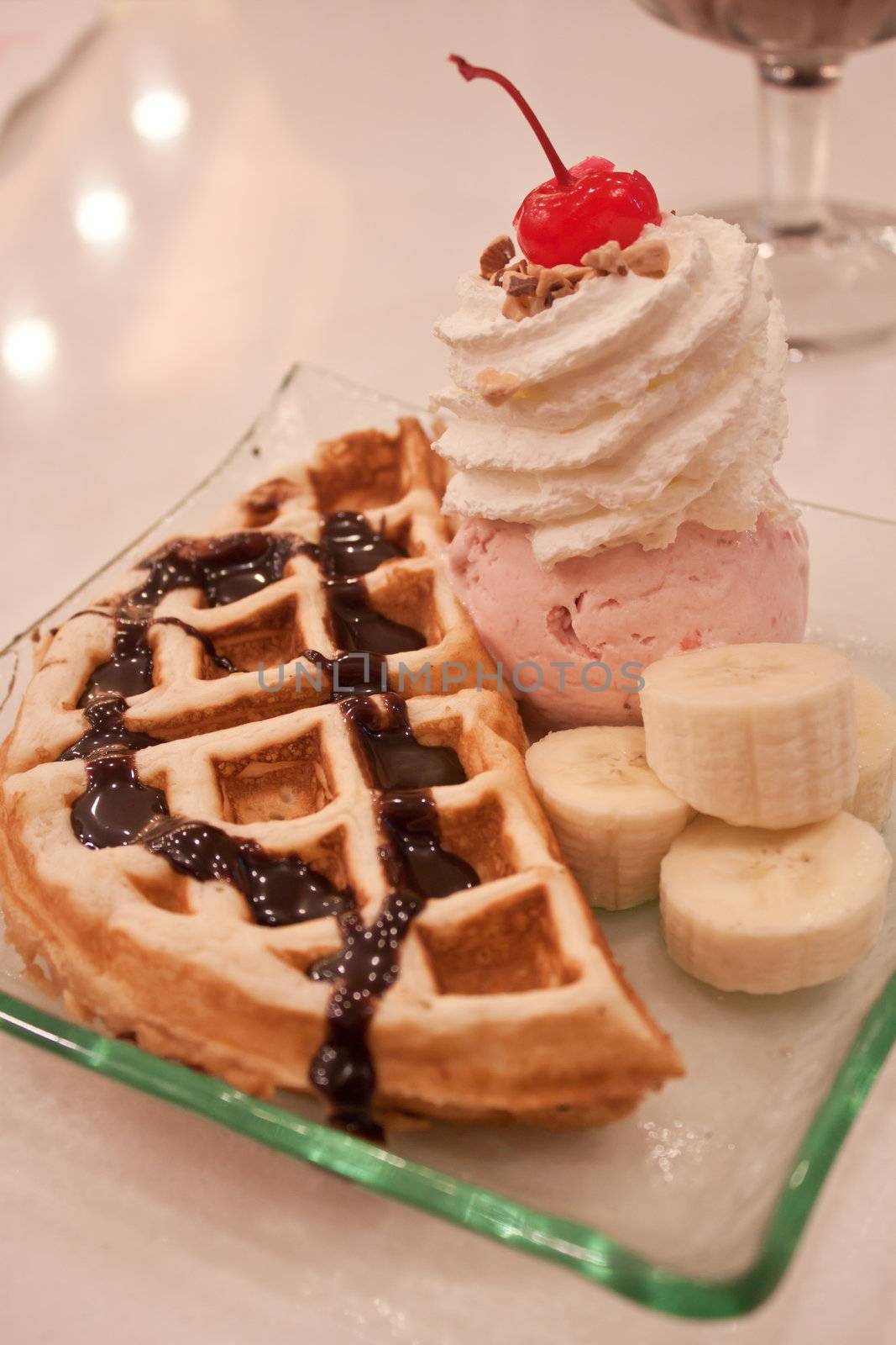 Waffle and icecream by artemisphoto