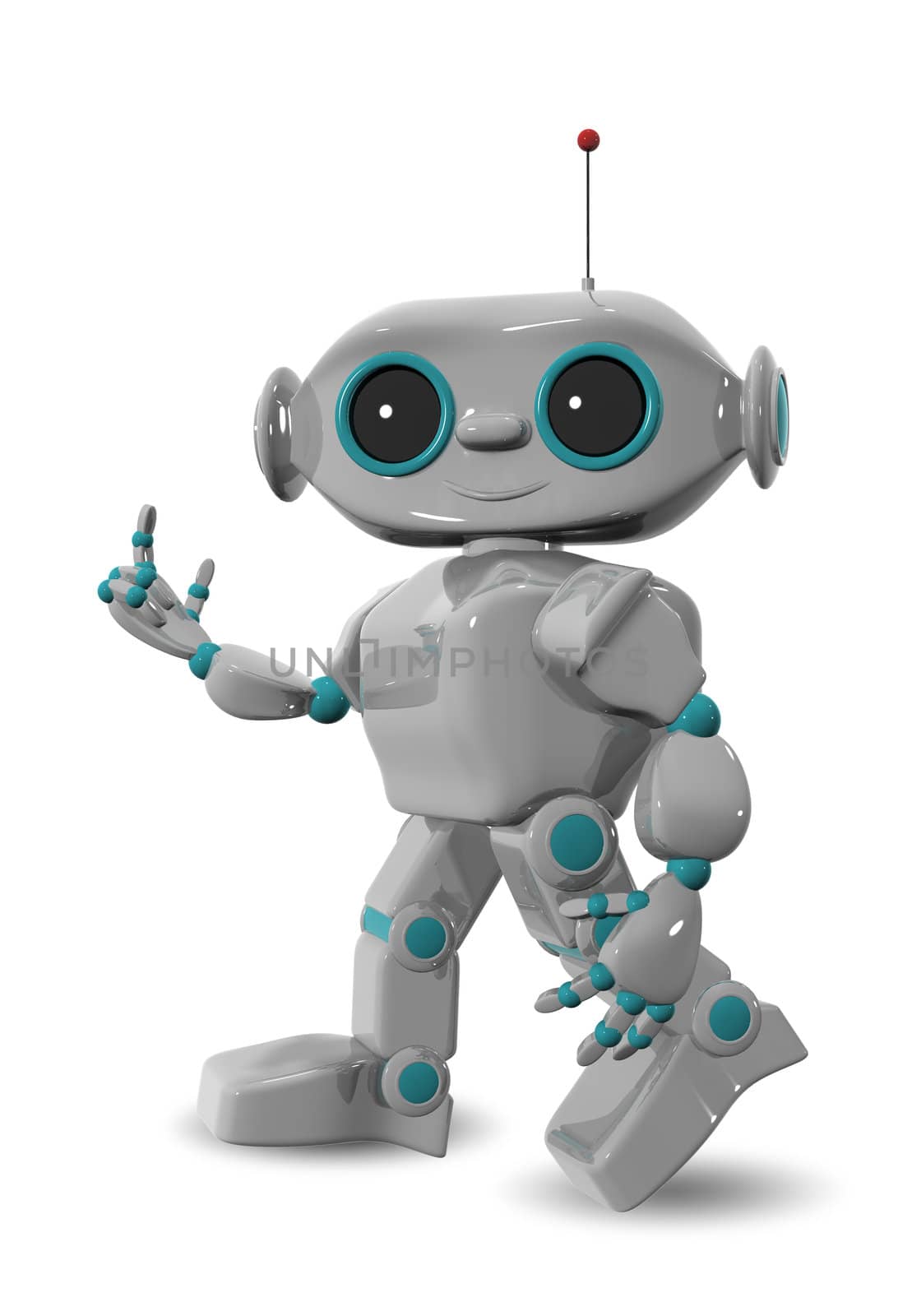 3d illustration of a cheerful robot with antennas