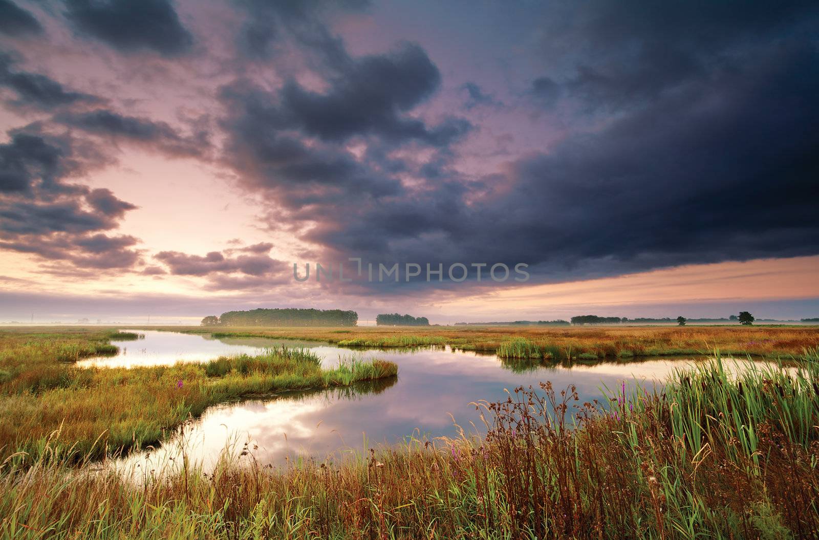 wild lake at sunrise by catolla