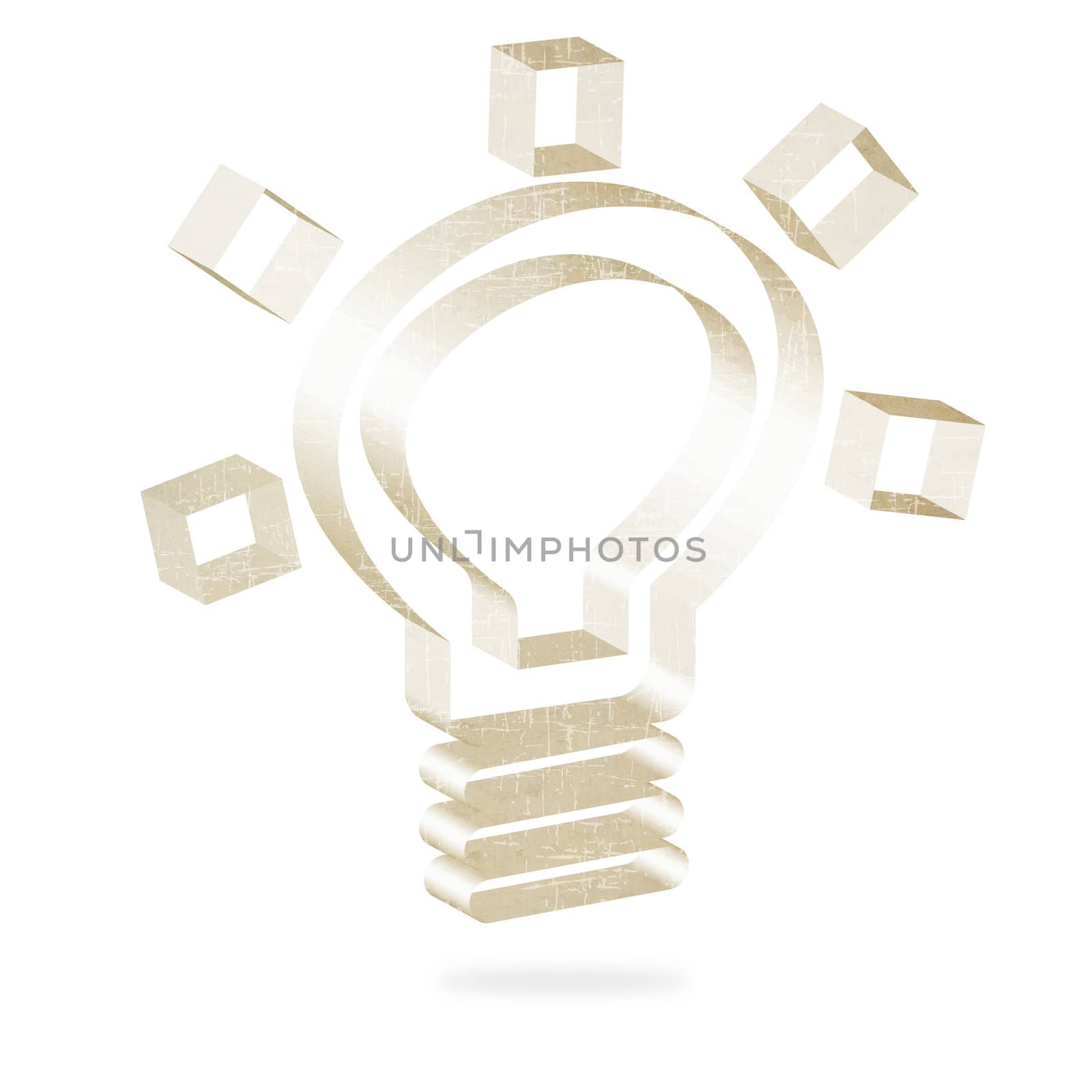 Bulb light icon of old paper