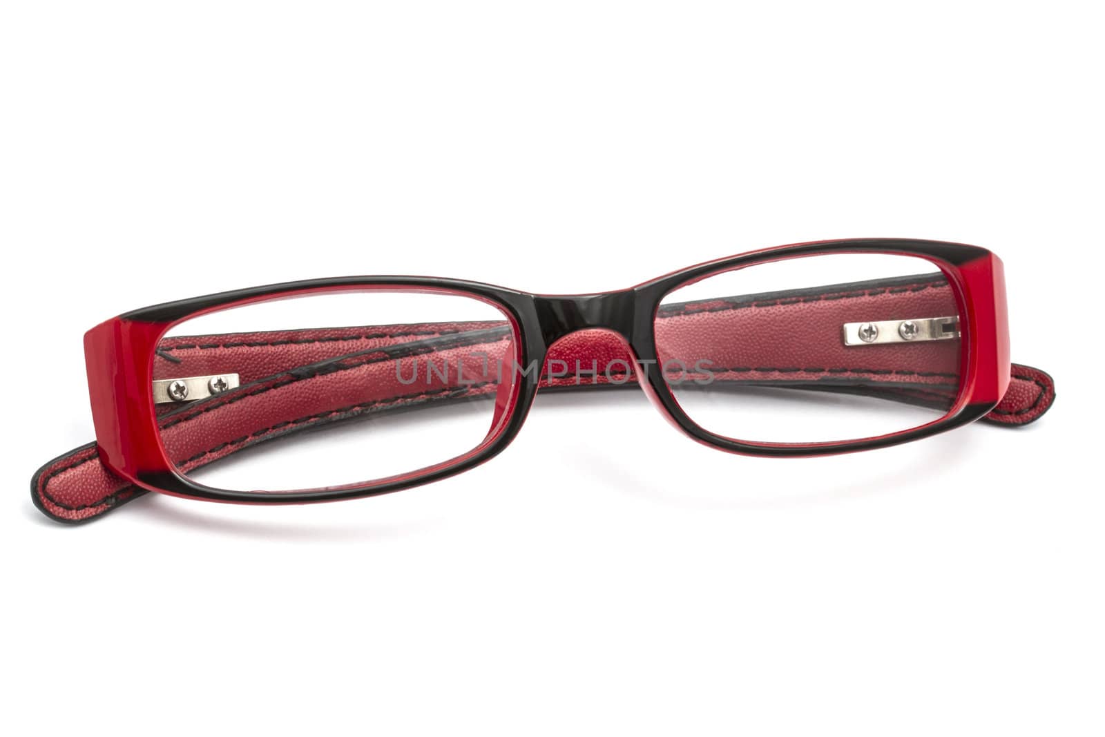 Red glasses isolated on white background 