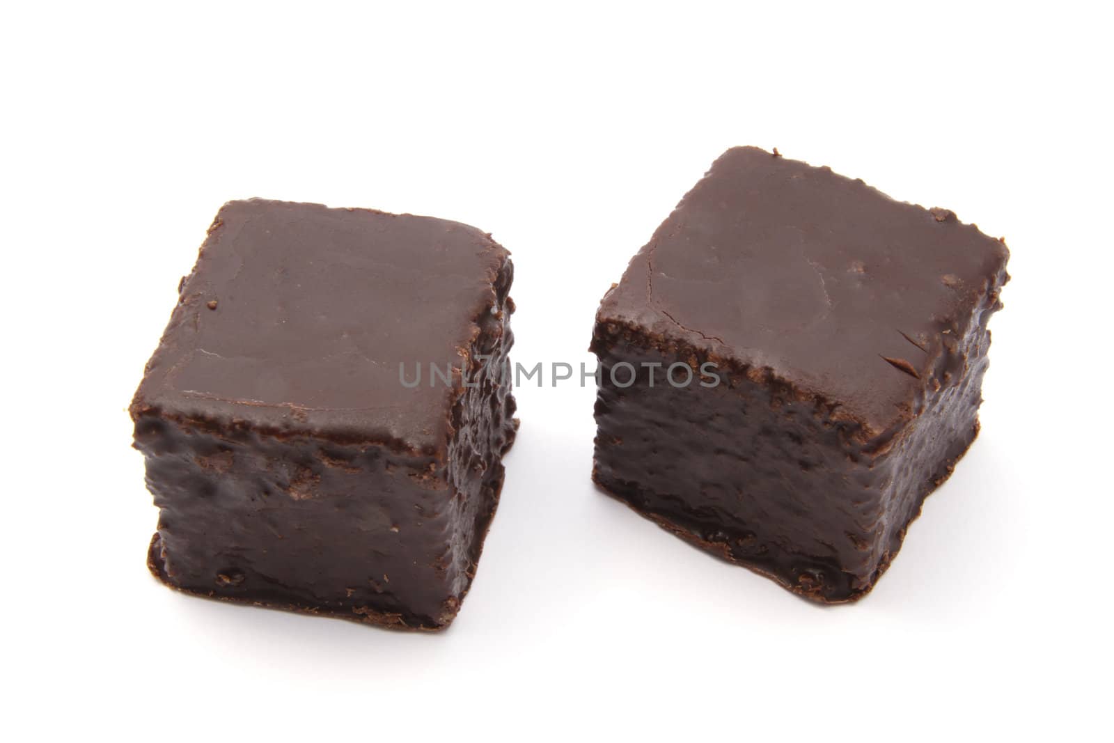 Delicious chocolate cakes isolated on white background 