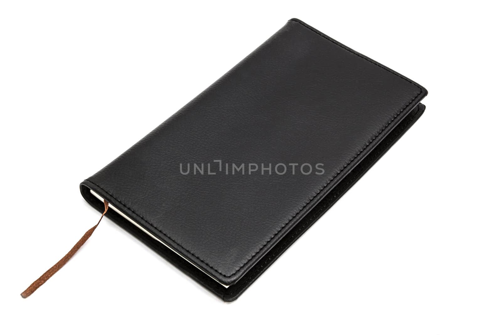 Black notebook isolated on white background