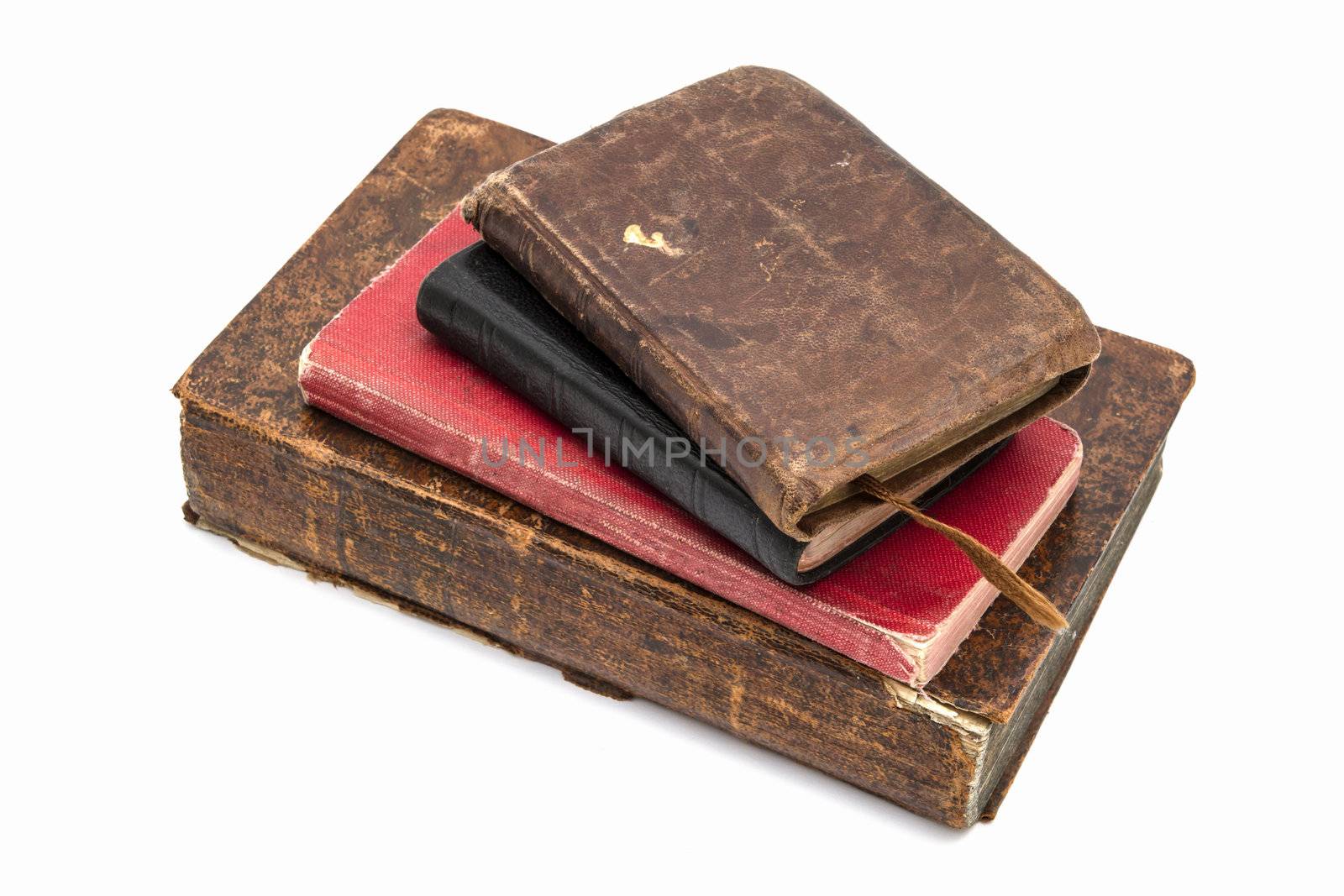Old books isolated on white background
