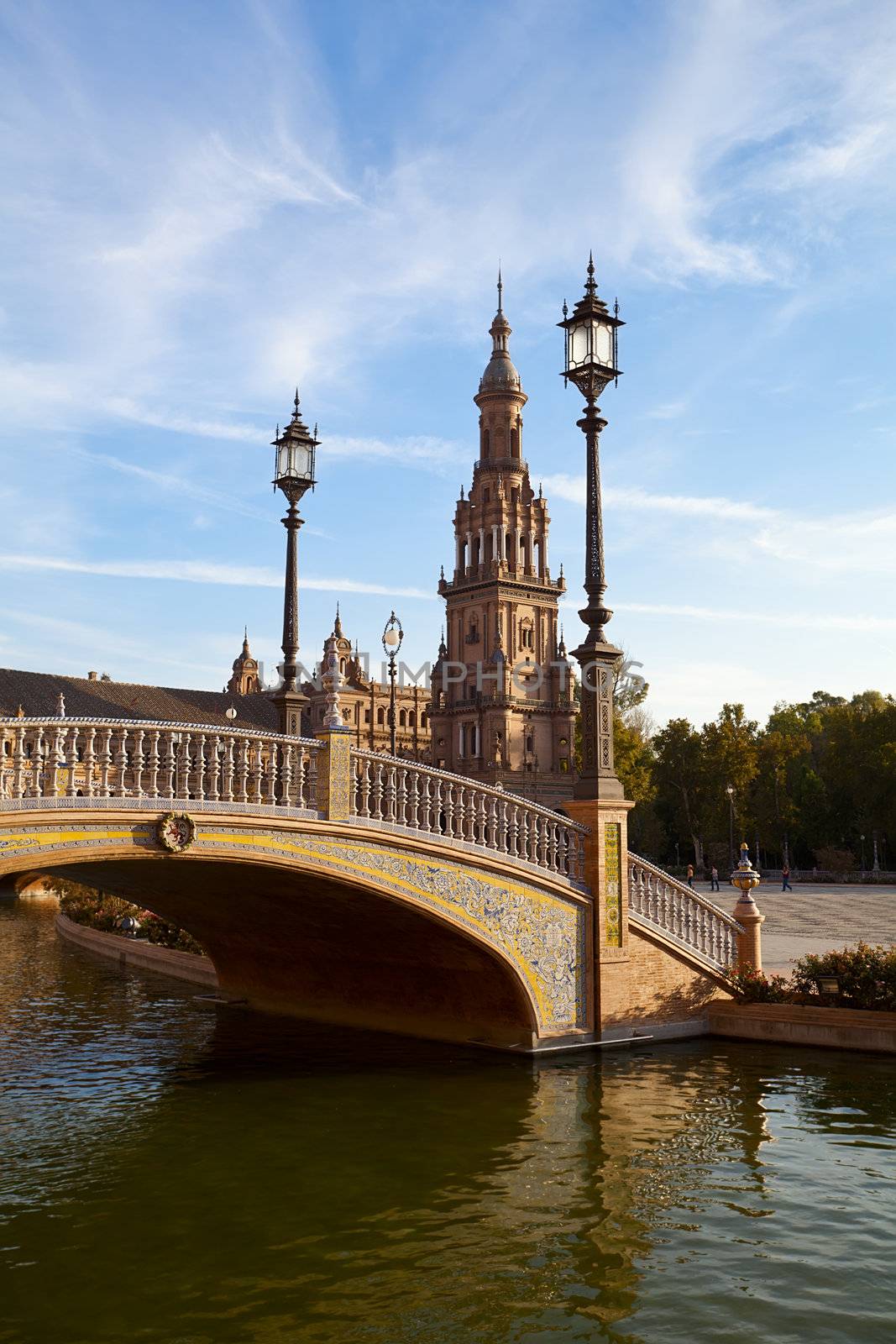 view on fragment of plaza Espana in Sevilla, Spain