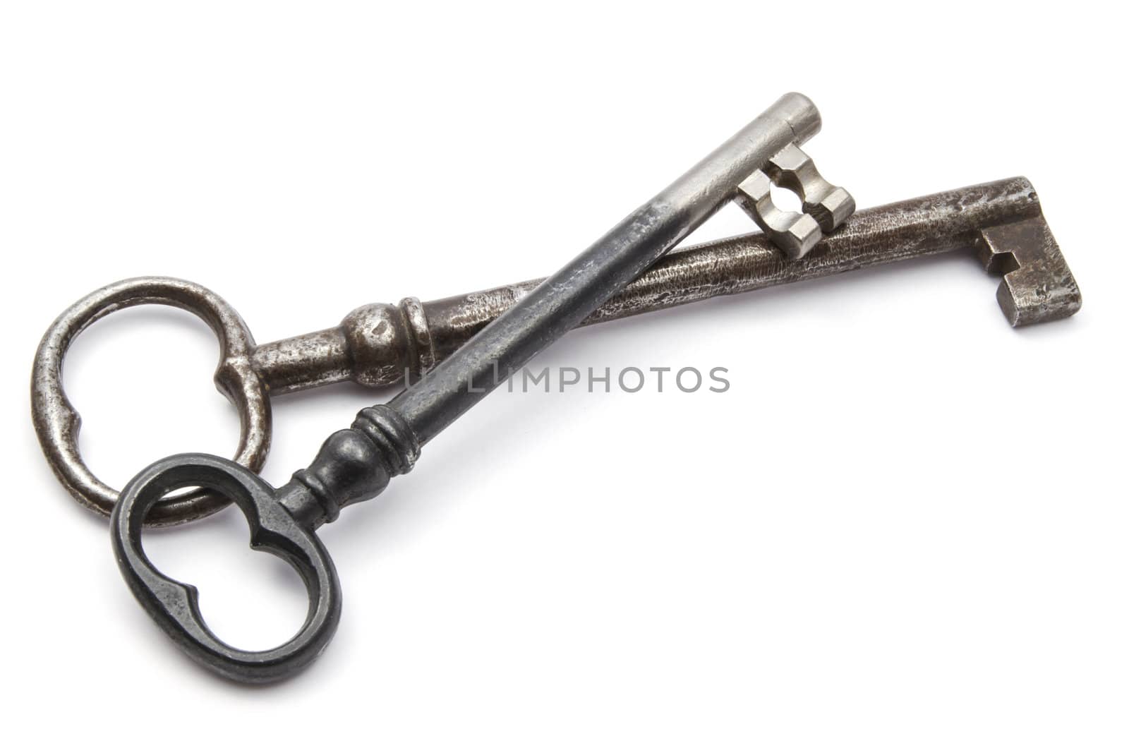 Old key isolated on white background
