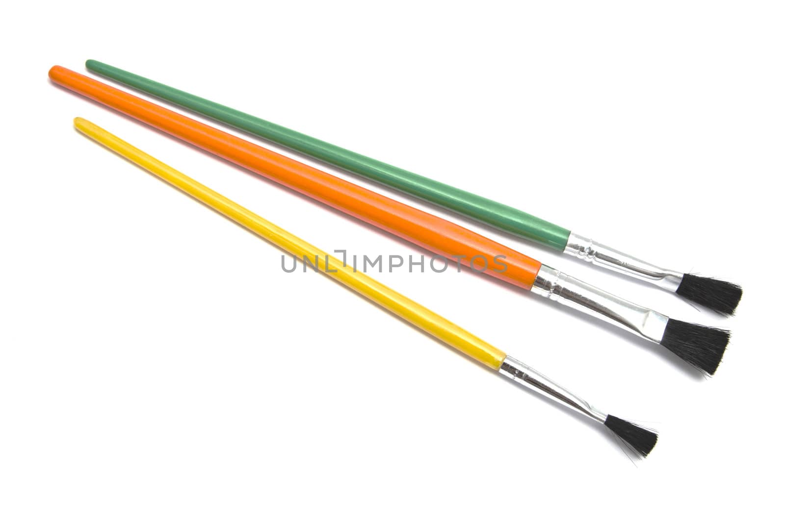 Colorful paintbrushes isolated on white background 
