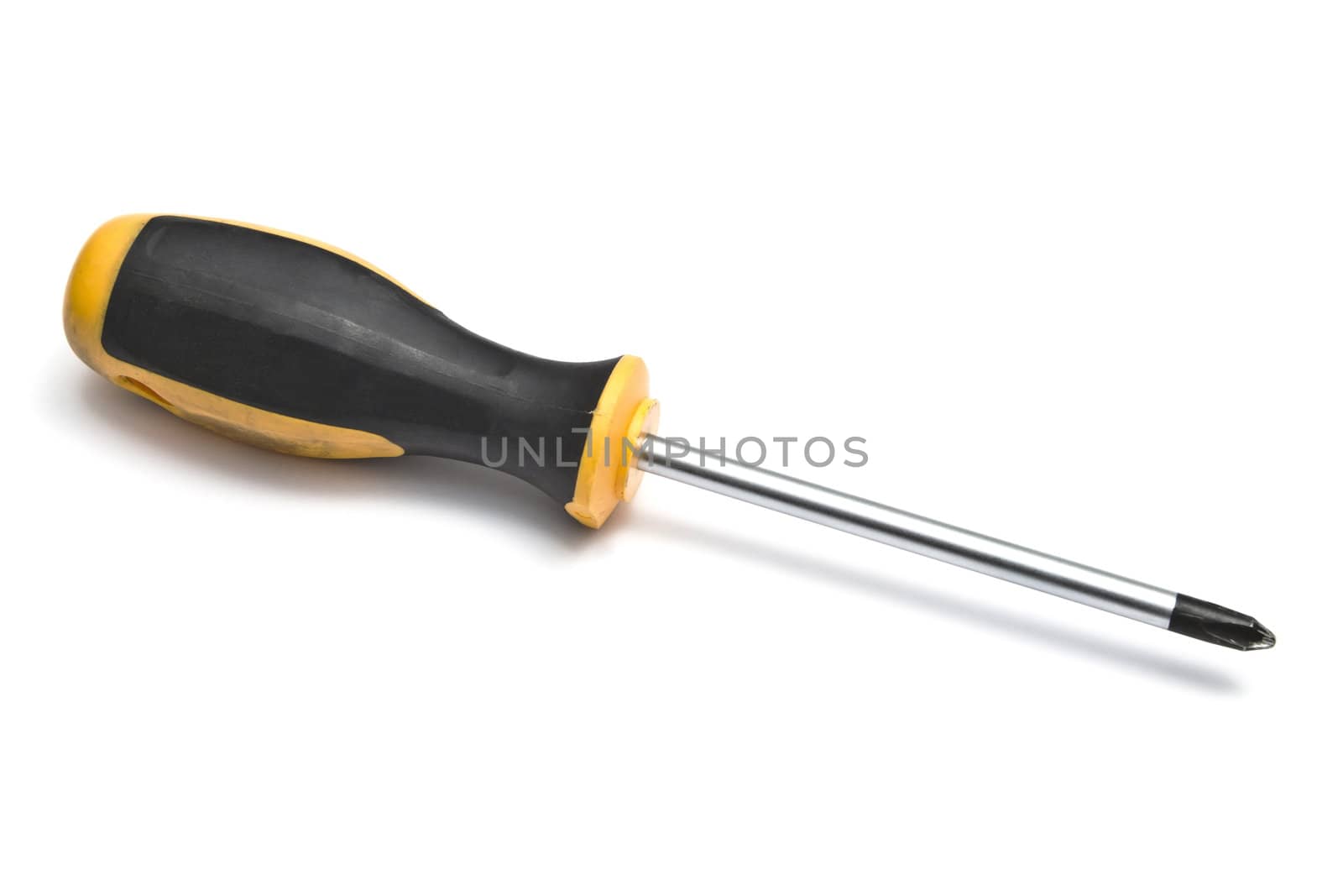 Yellow screwdriver isolated on white background 
