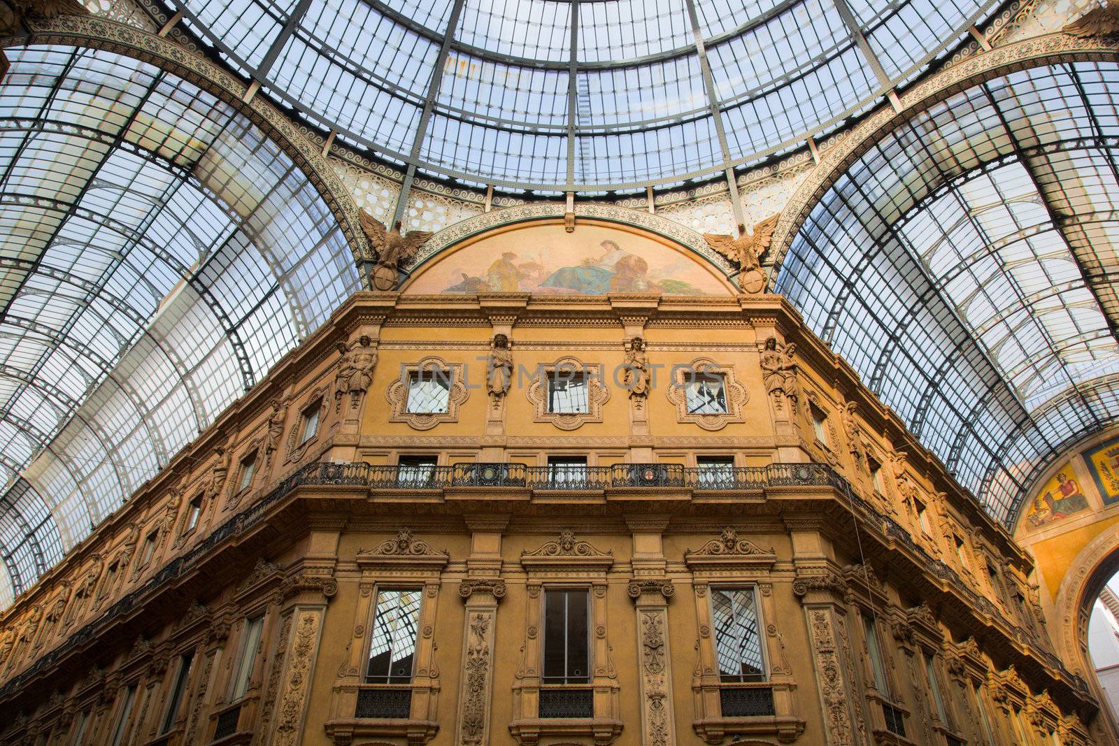 Vittorio Emanuele II Gallery at Piazza del Duomo in Milan. Lombardy, Italy.