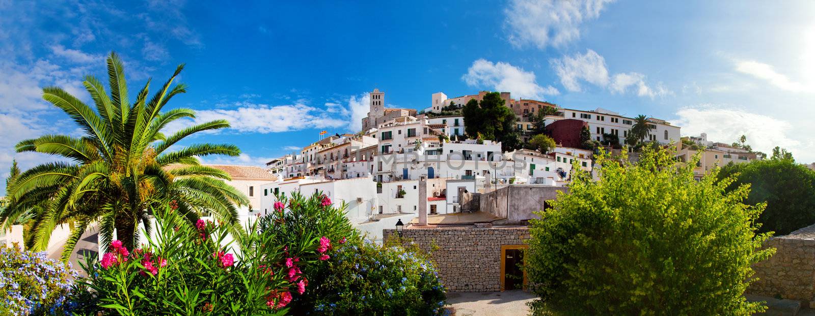 Panorama of Ibiza old city - Eivissa. Spain, Balearic islands