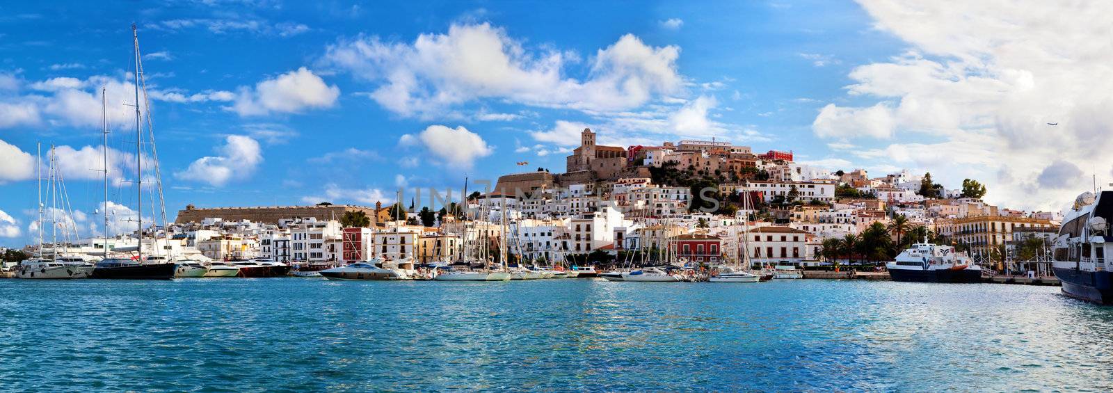 Panorama of Ibiza old city - Eivissa. Spain, Balearic islands