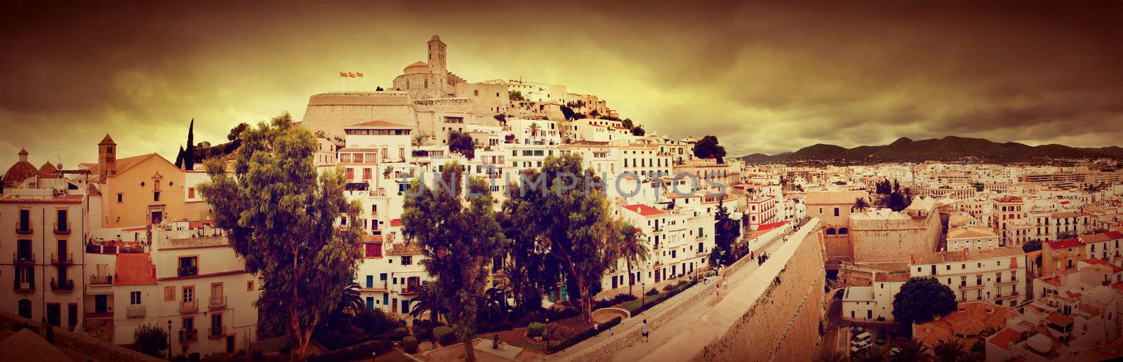 Panorama of old city of Ibiza - Eivissa. Spain, Balearic islands