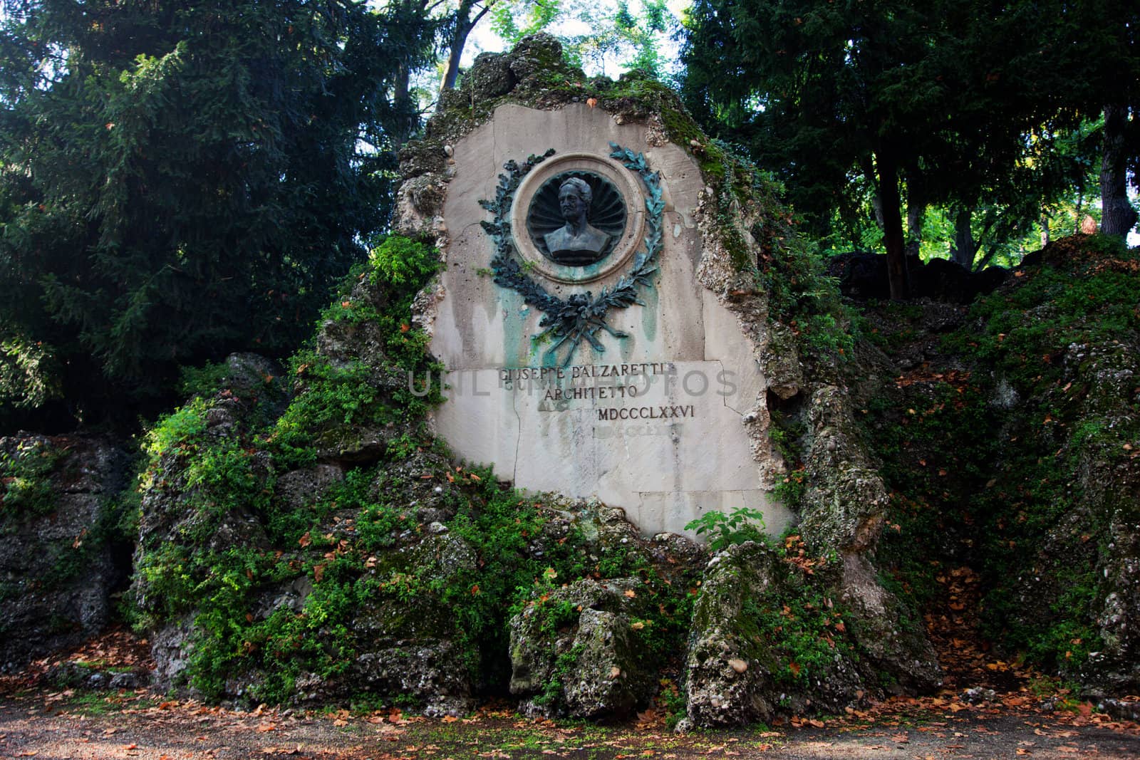 Giuseppe Balzaretti - architetto statue in the Giardini Indro Montanelli public park in Milan, Italy