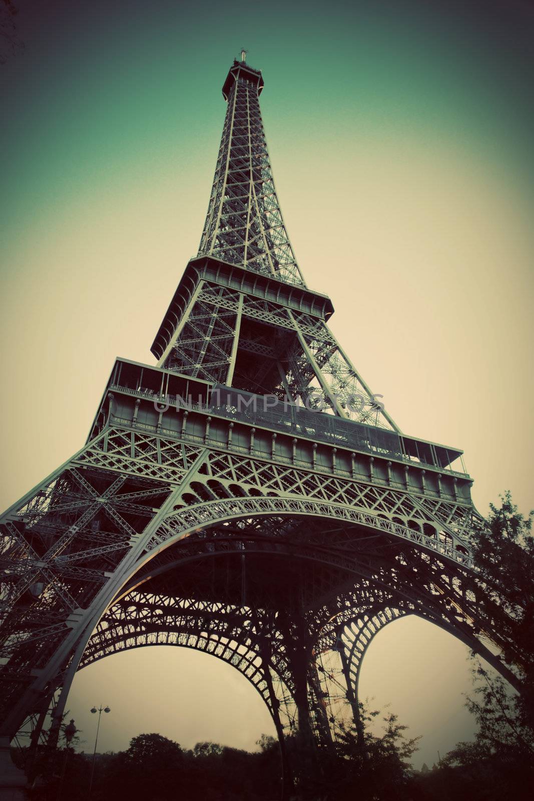 Eiffel Tower in Paris, Fance in retro style. by photocreo