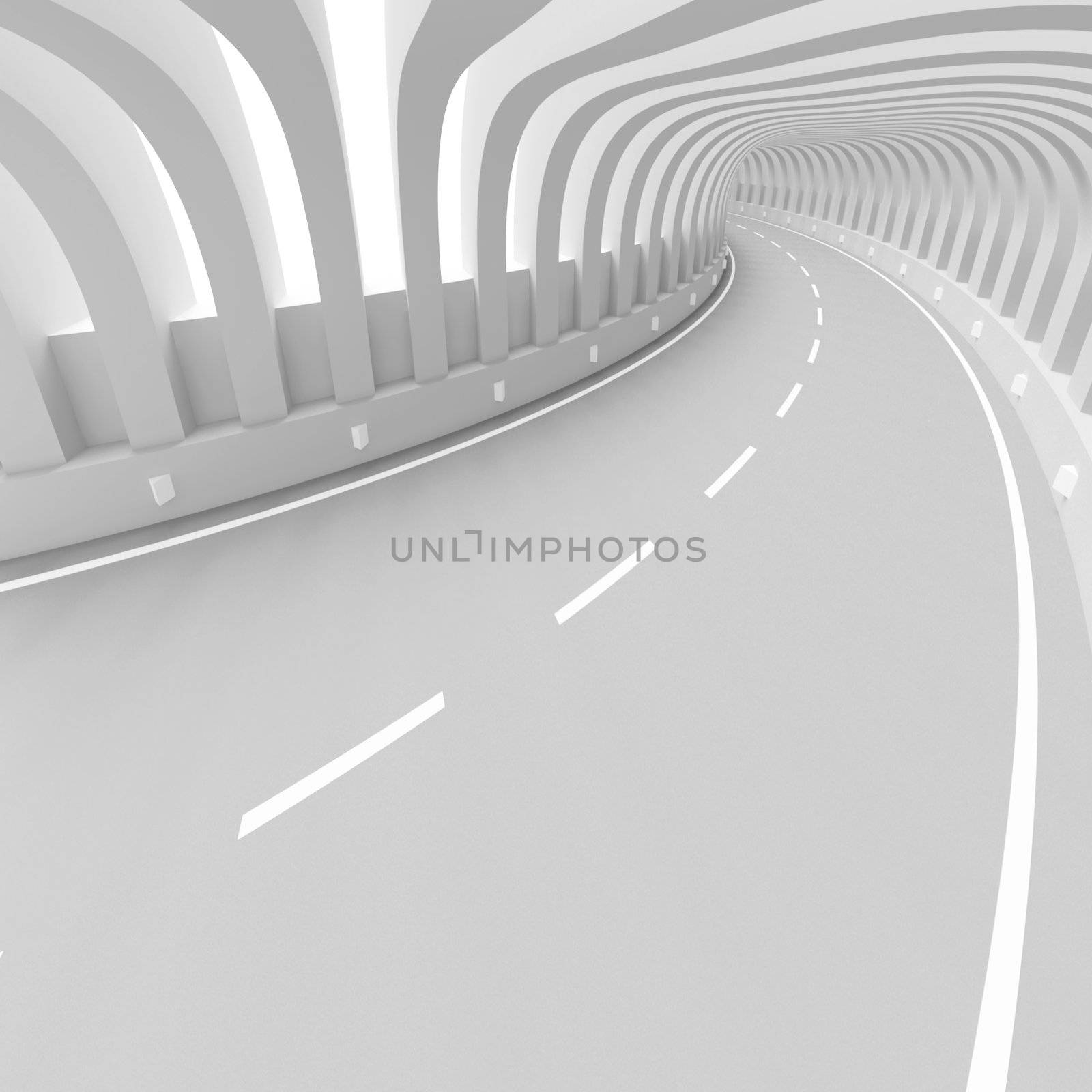 3d Illustration of White Futuristic Tunnel Background