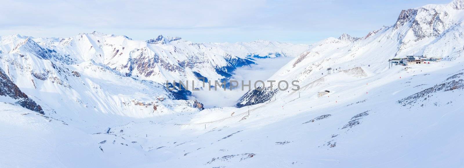 The Alpine skiing resort in Austria Zillertal. Panorama