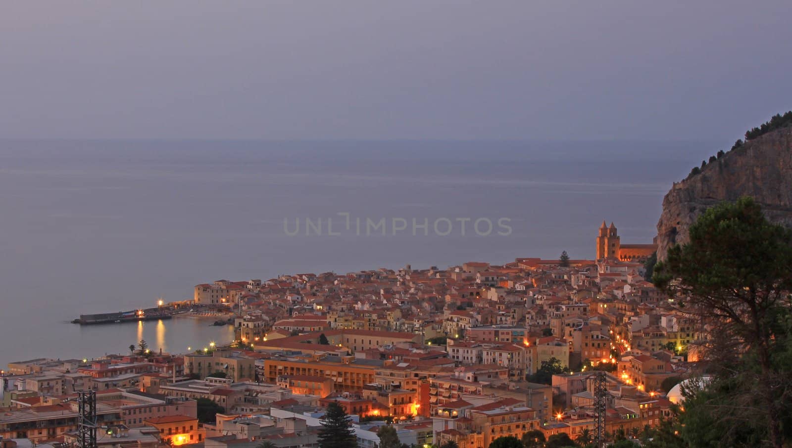 Medievil Chefalu at dusk in sicily the largest of Italies islands