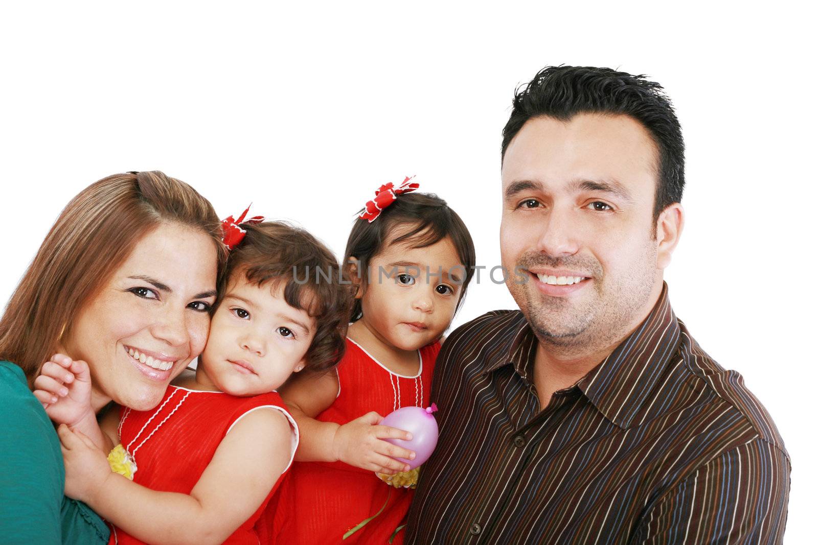 Happy families with children on a white background by dacasdo