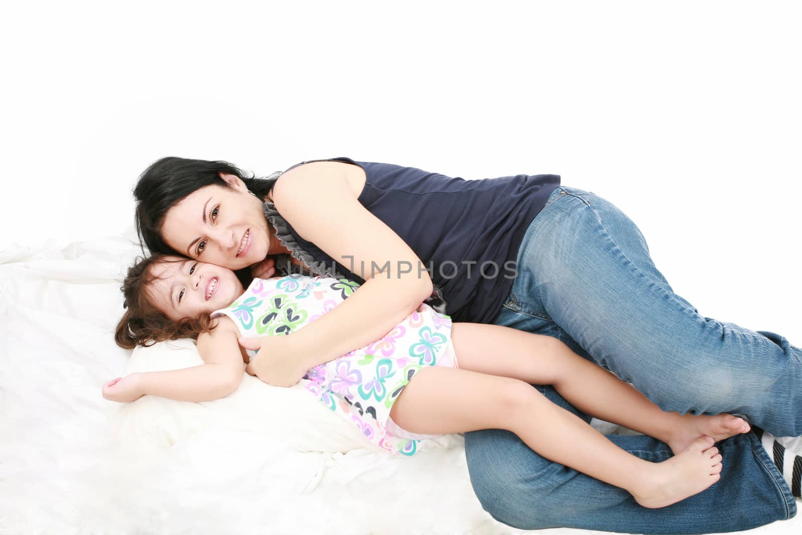 mother and daughter having fun at home