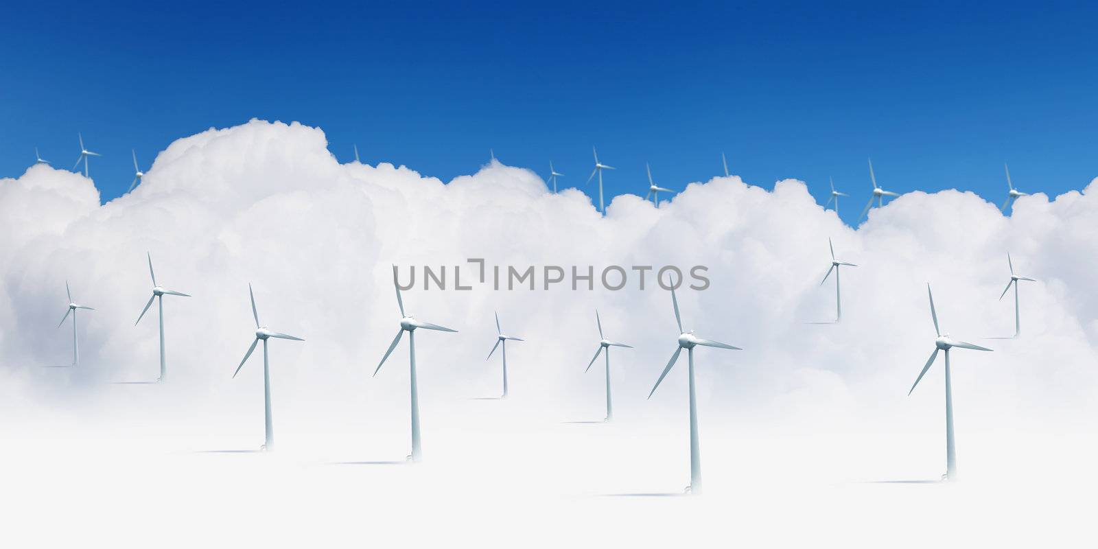 the Alternative energy. Group of energy-producing windmills