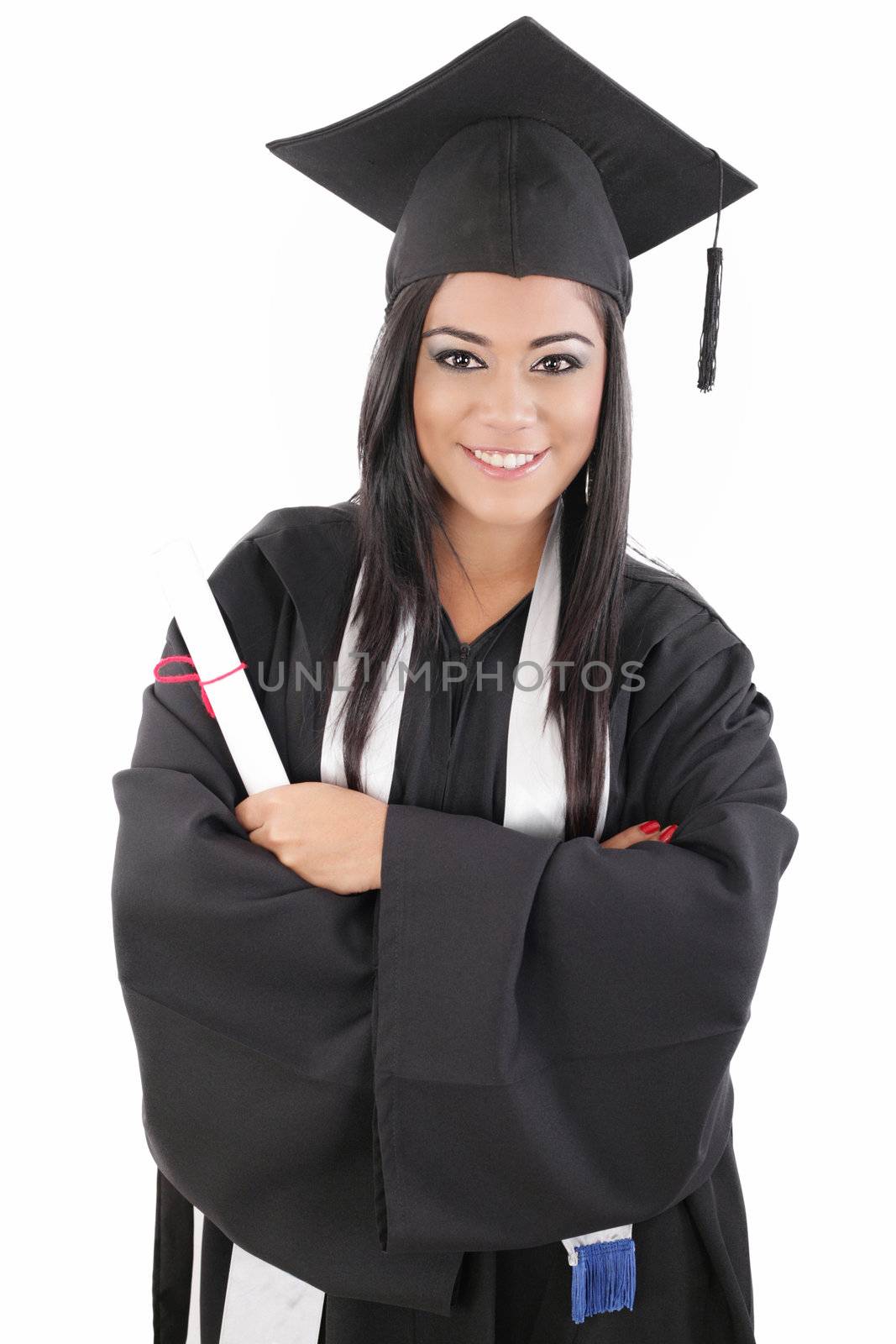 graduation woman portrait smiling and looking happy