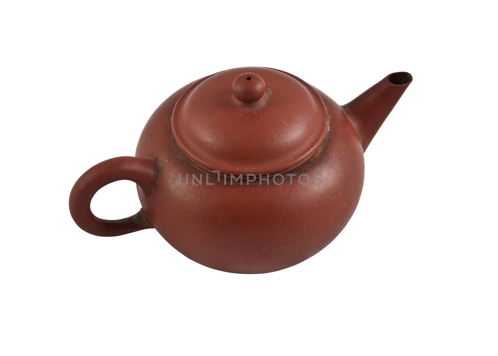 Antique tea pottery on the isolated background.