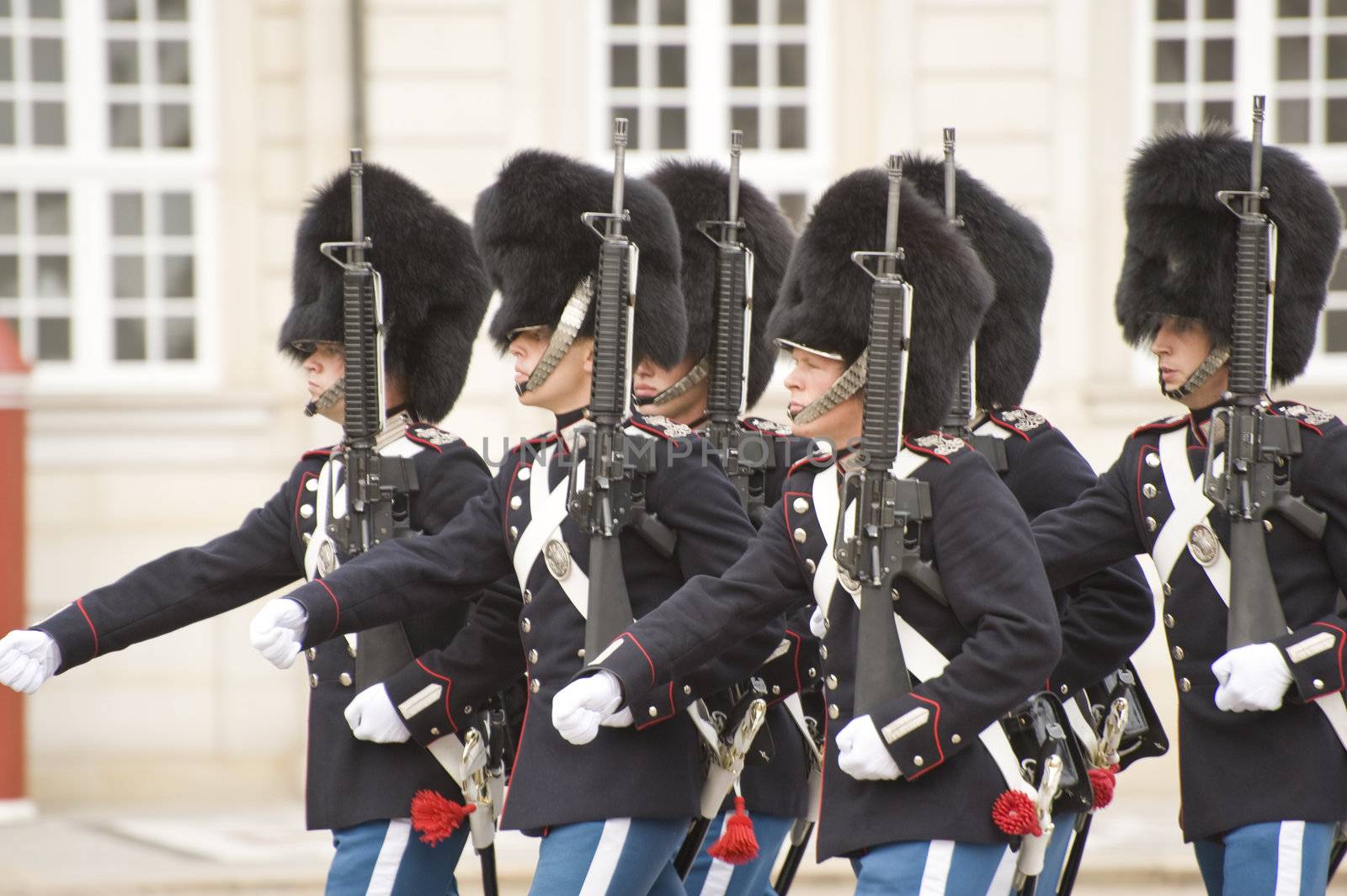 Ceremony changing of the Denmark Royal Guard. Taken  in Copenhagen, Denmarrk on November 2011.
