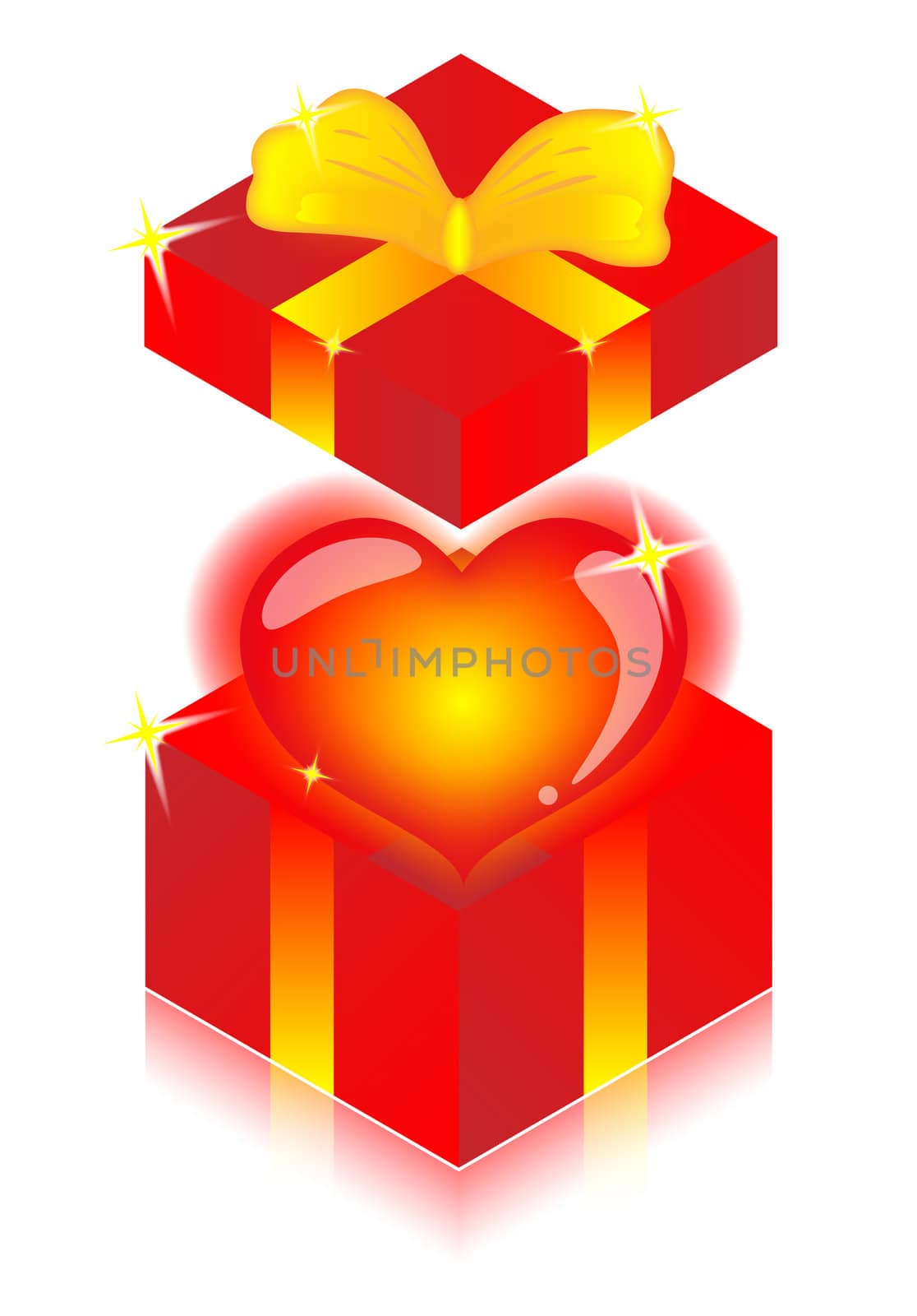 heart in gift boxes on white background