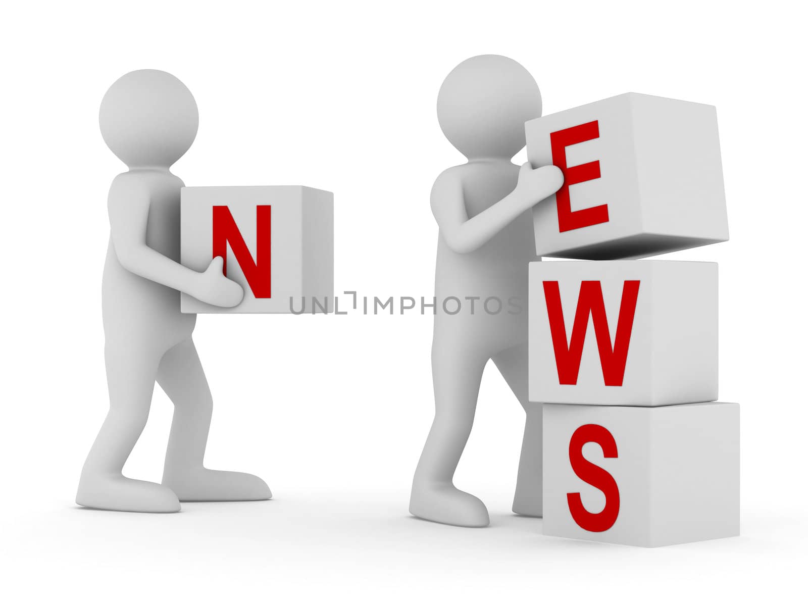 Conceptual image teamwork on white. Isolated 3D image