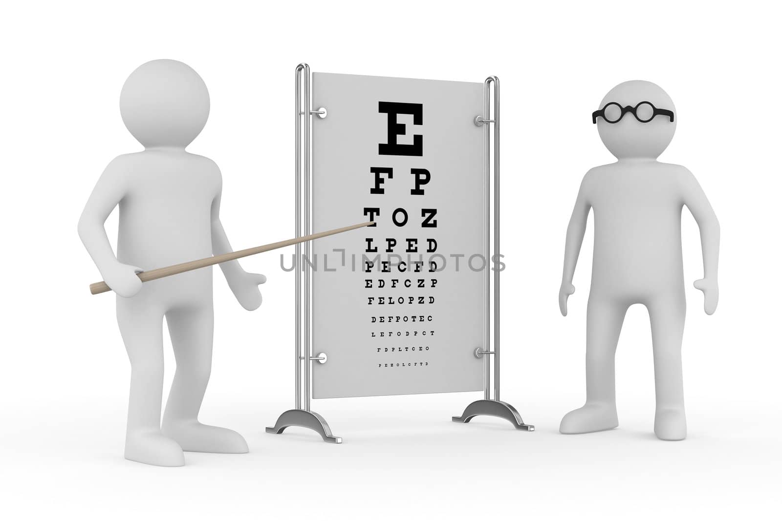 doctor and patient on white background. Isolated 3D image