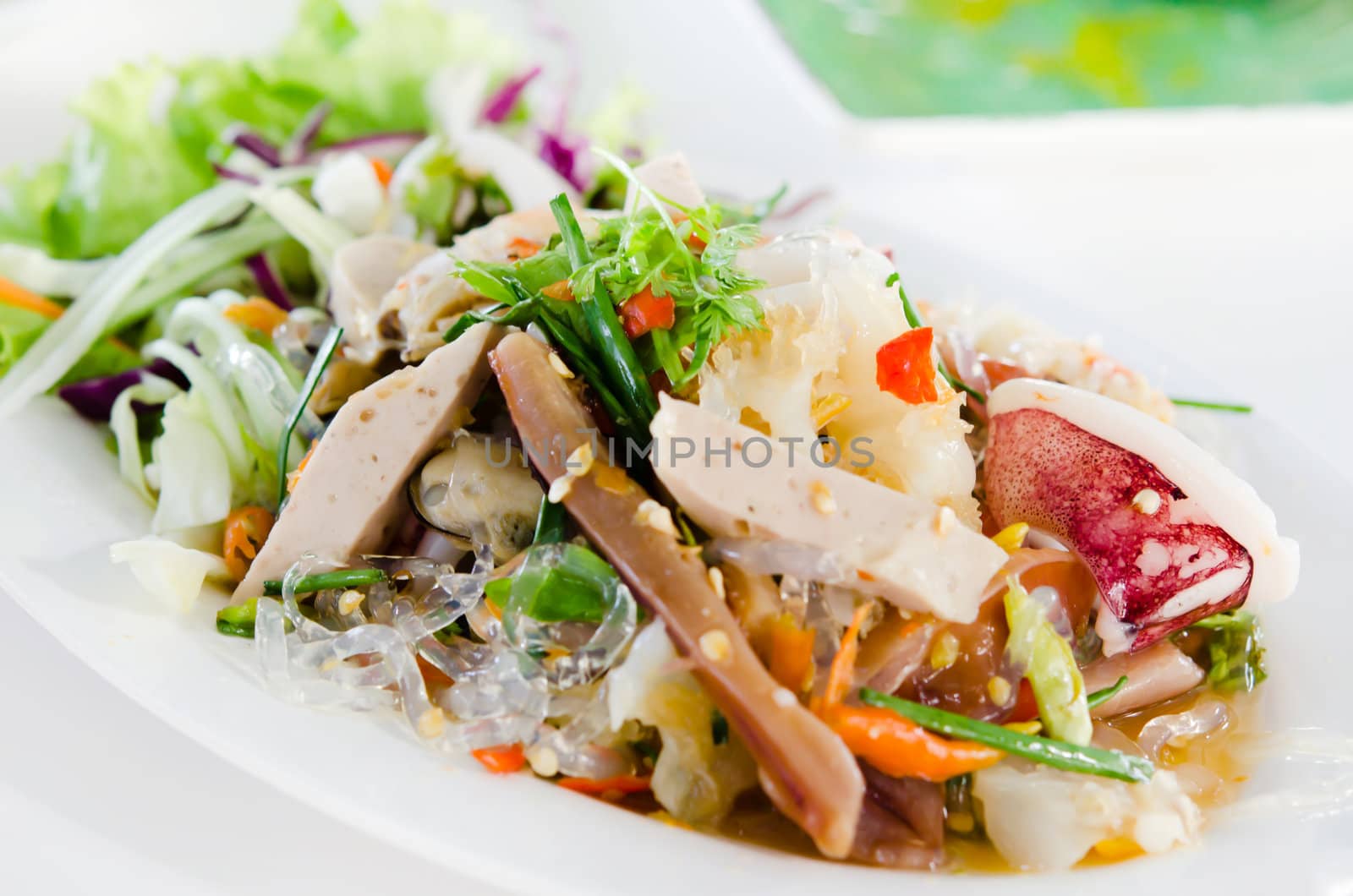 spicy seafood salad , Thai cuisine