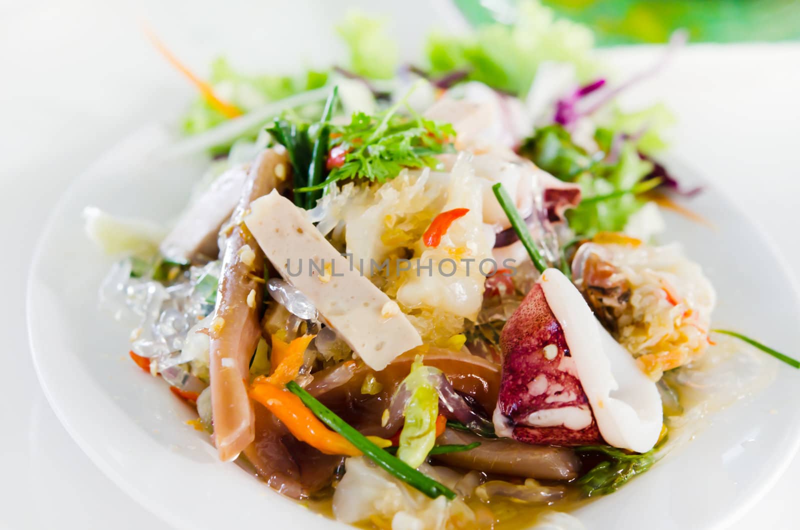 spicy mix seafood salad , spicy  food .
