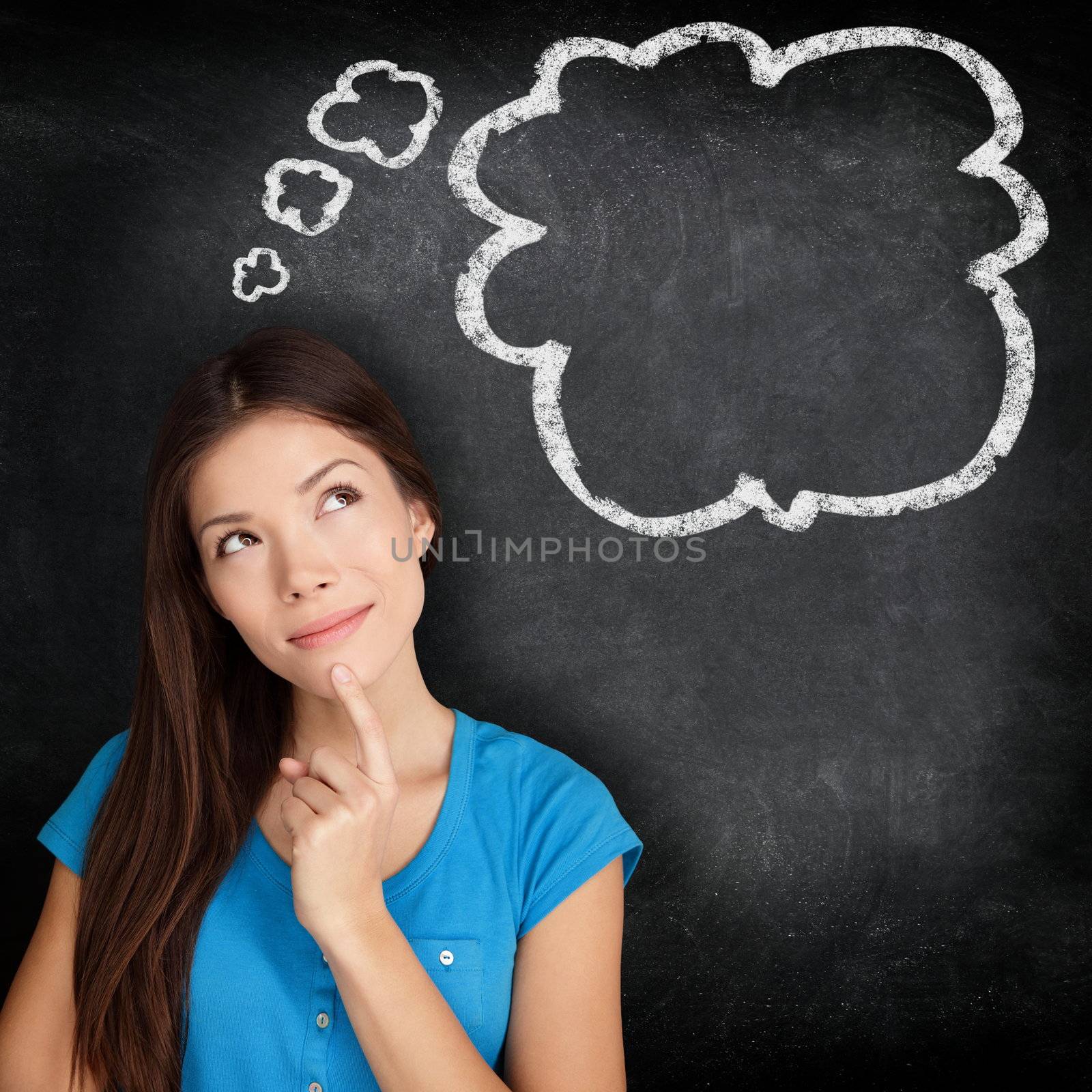 Woman thinking blackboard by Maridav