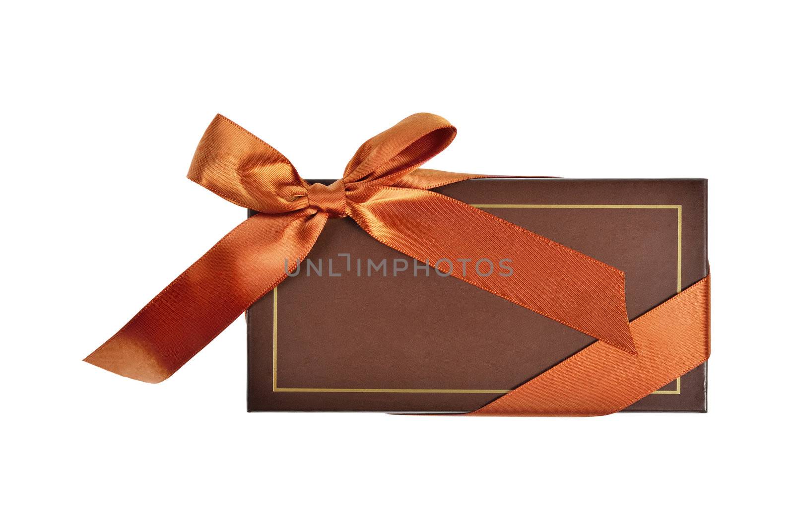 Gift box with ribbon and bow. Isolated on white.