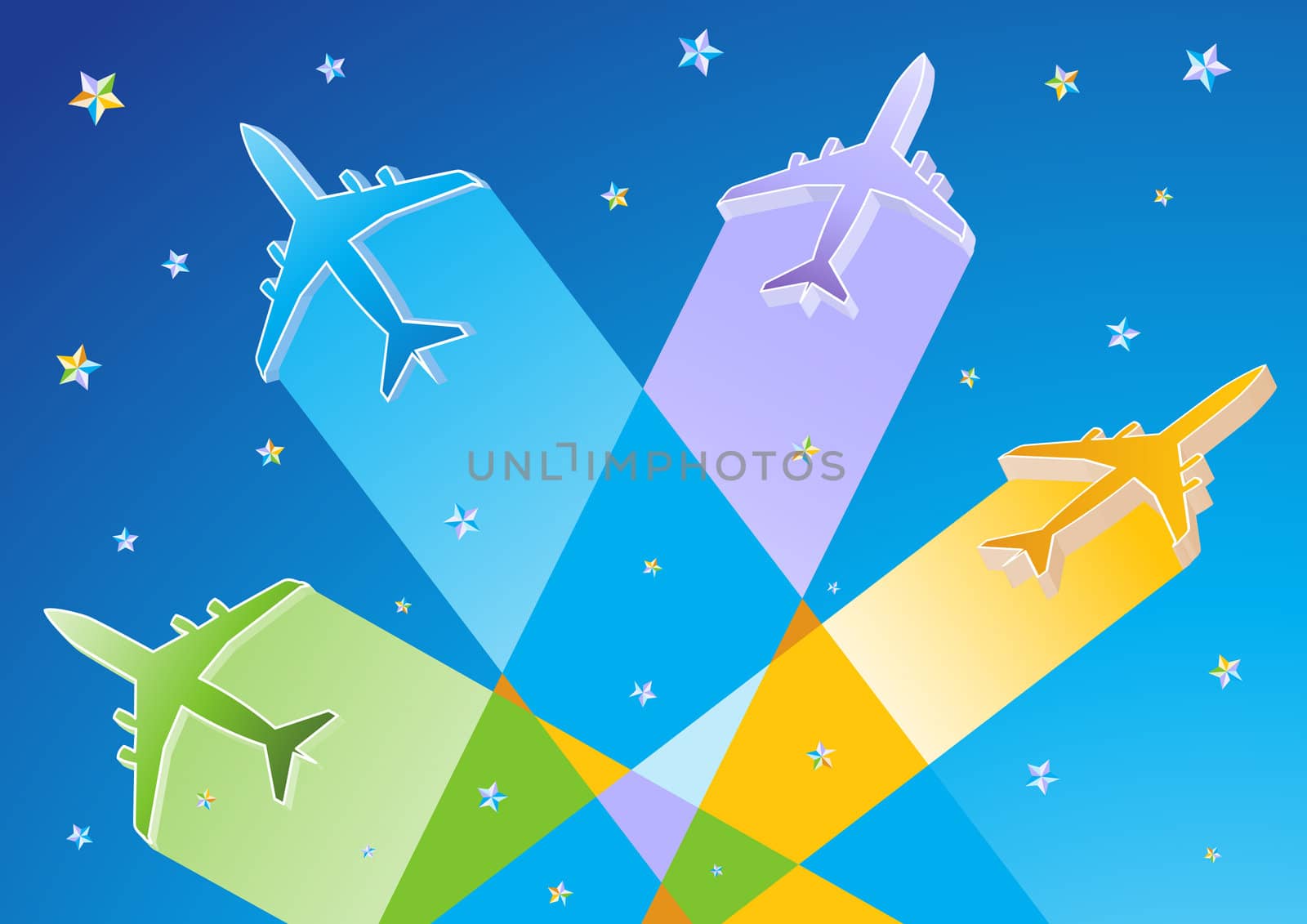 Gradient Color 3D Vector Airplanes by bmelo