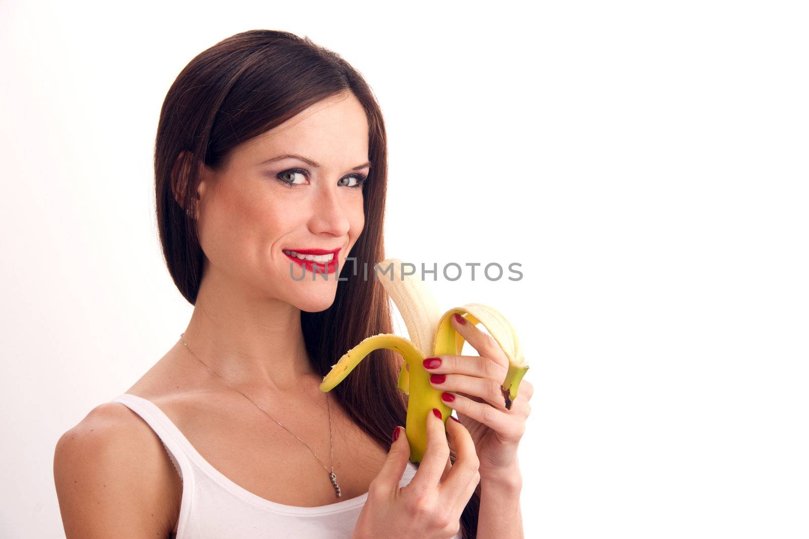 Attractive  Woman eats RAW banana by ChrisBoswell