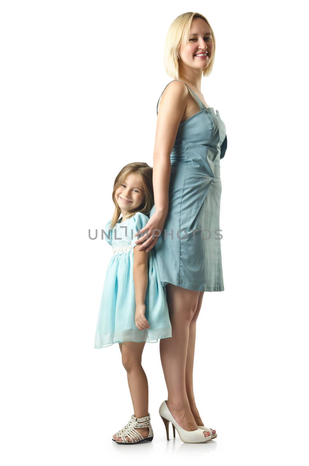 Mother with daughter isolated on white by Elnur