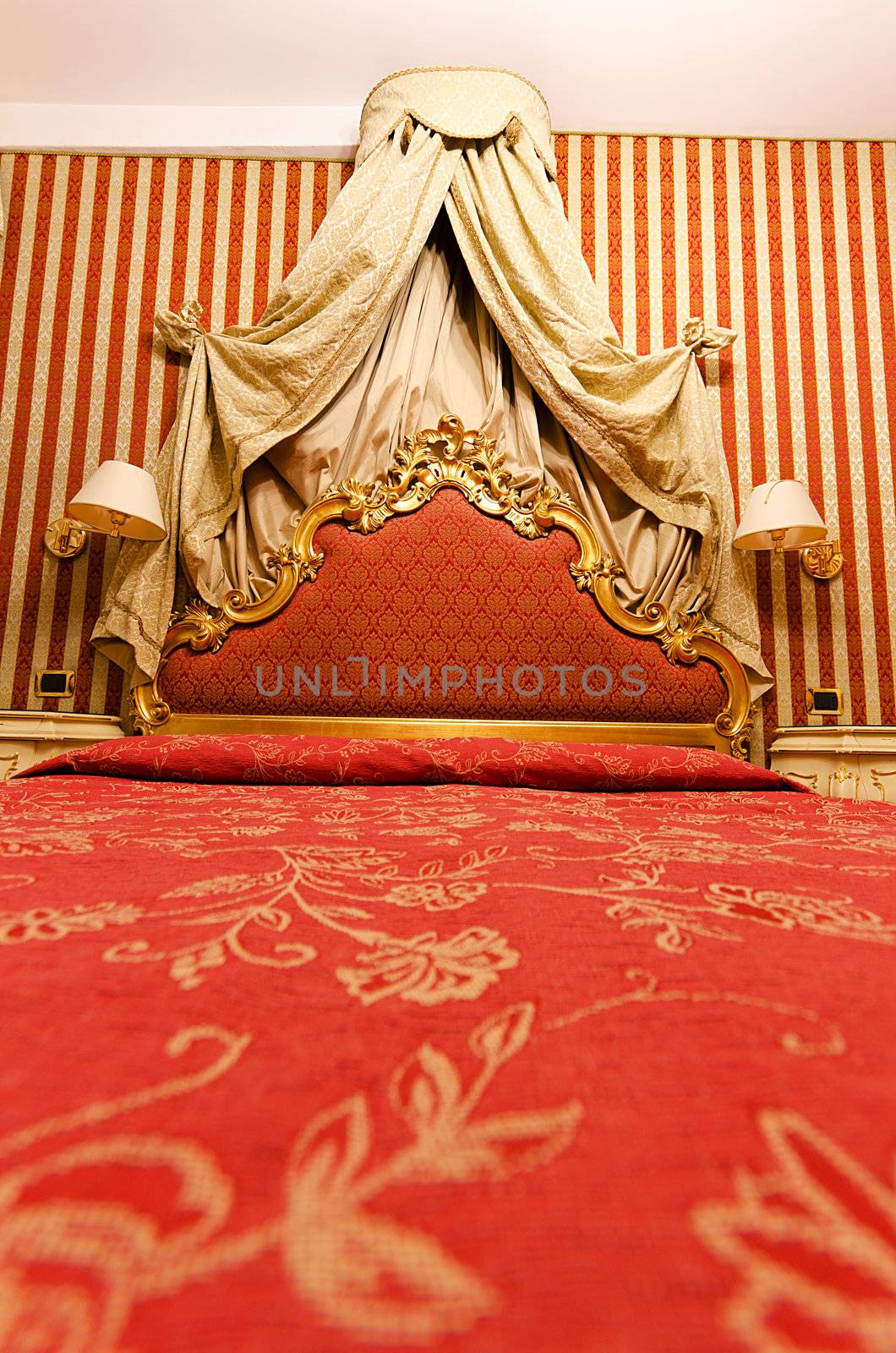 Double bed in the modern room