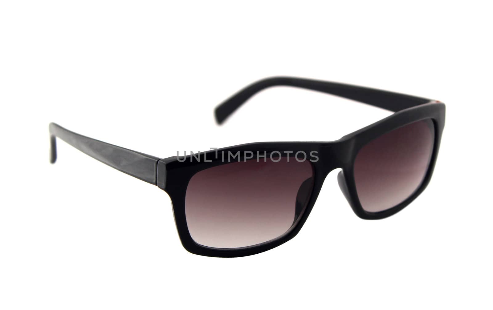 Pair of black sunglasses on white background