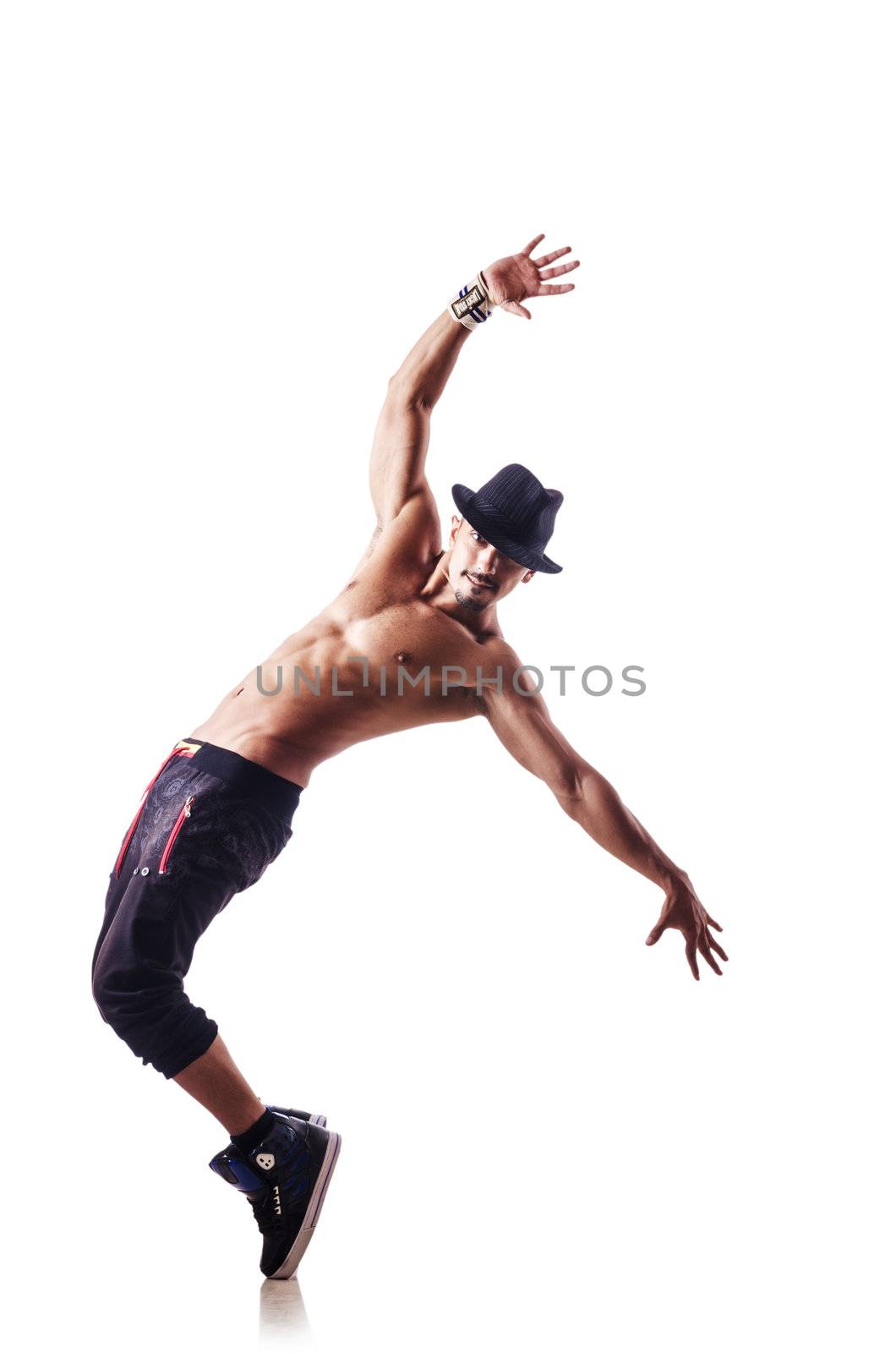 Nude dancer isolated on the white