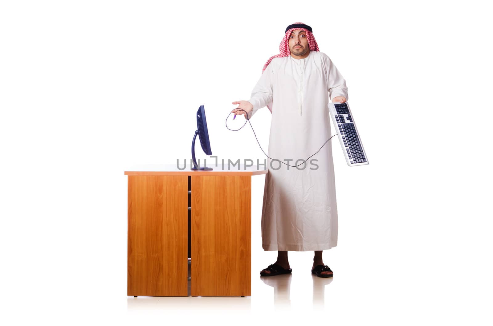 Arab businessman in business concept on white by Elnur