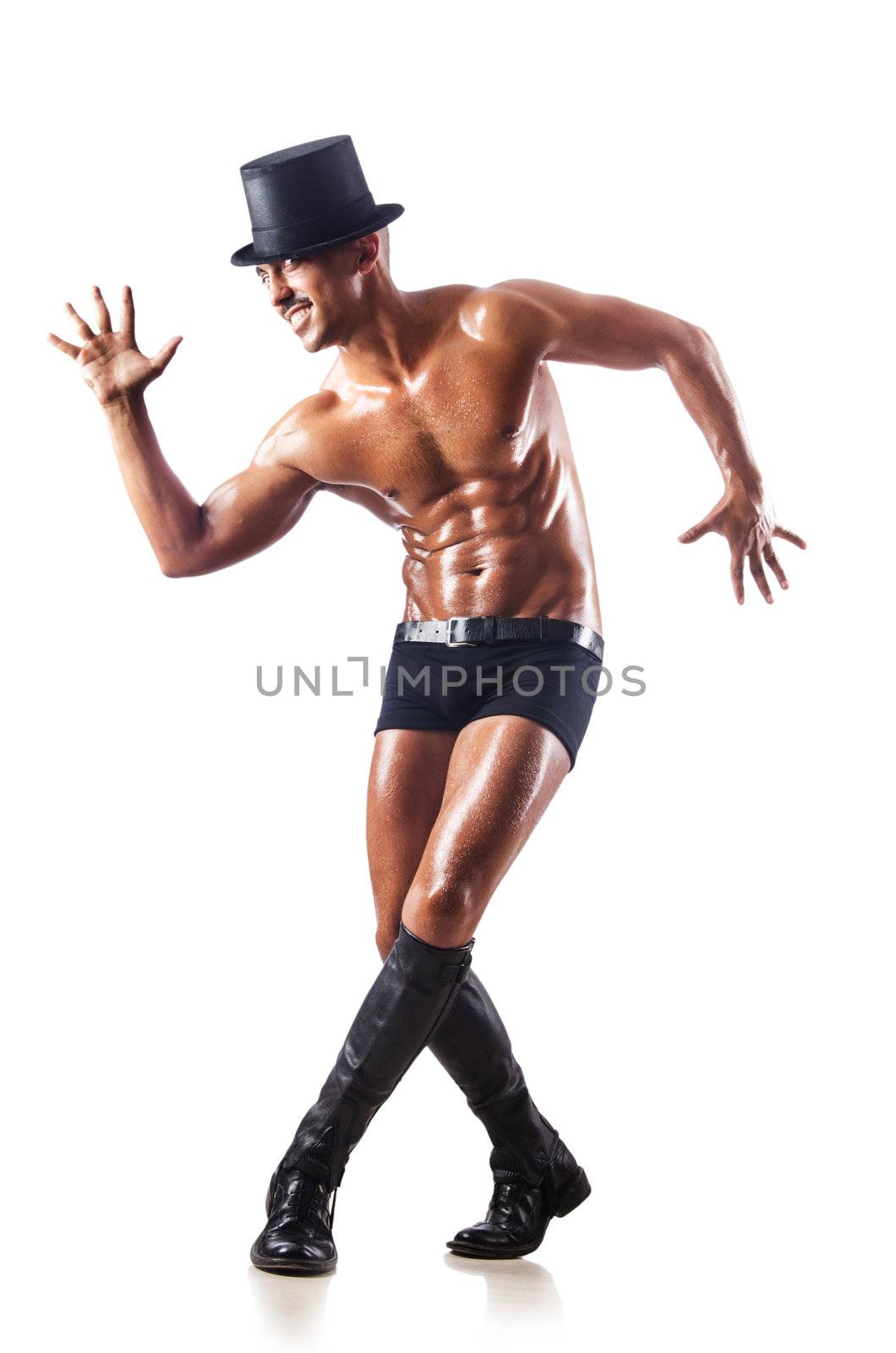 Nude dancer isolated on the white