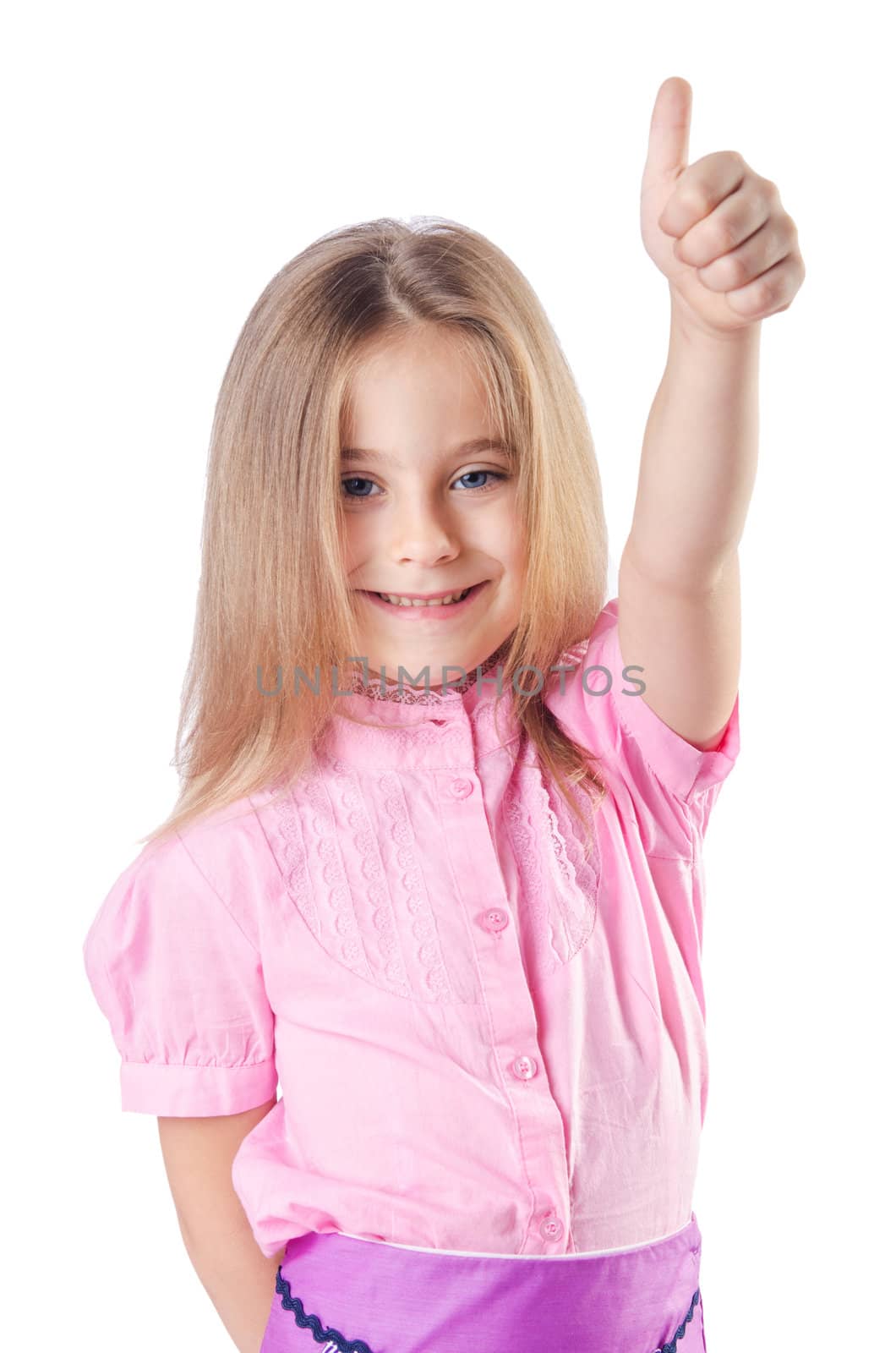 Cute little girl isolated on the white