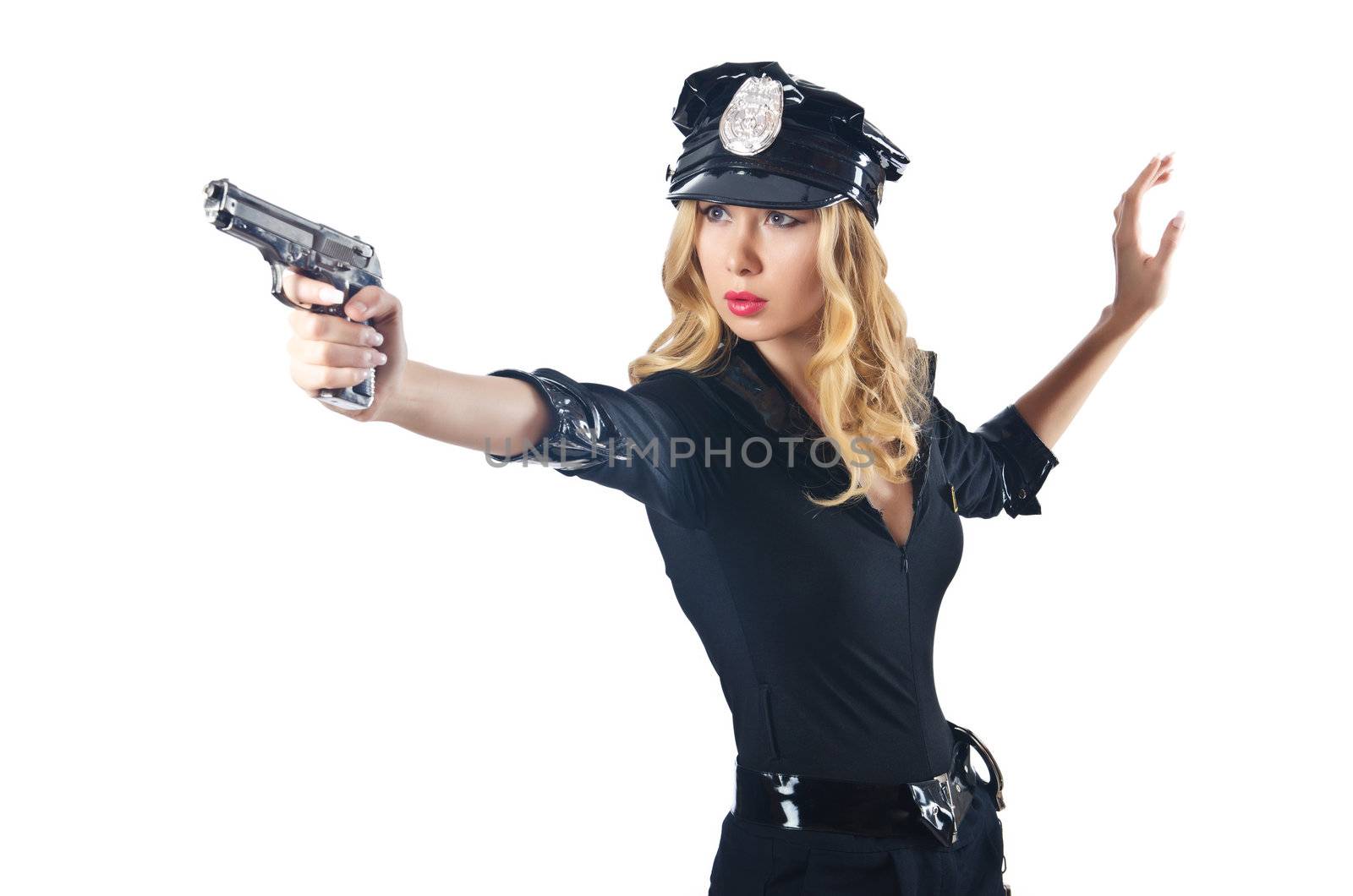 Young attractive woman police